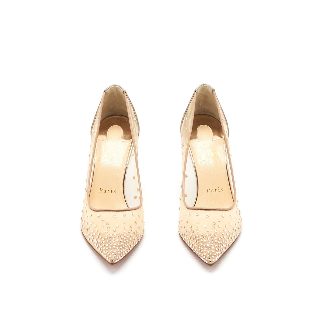 CHRISTIAN LOUBOUTIN CRYSTAL BEIGE HIGH HEEL