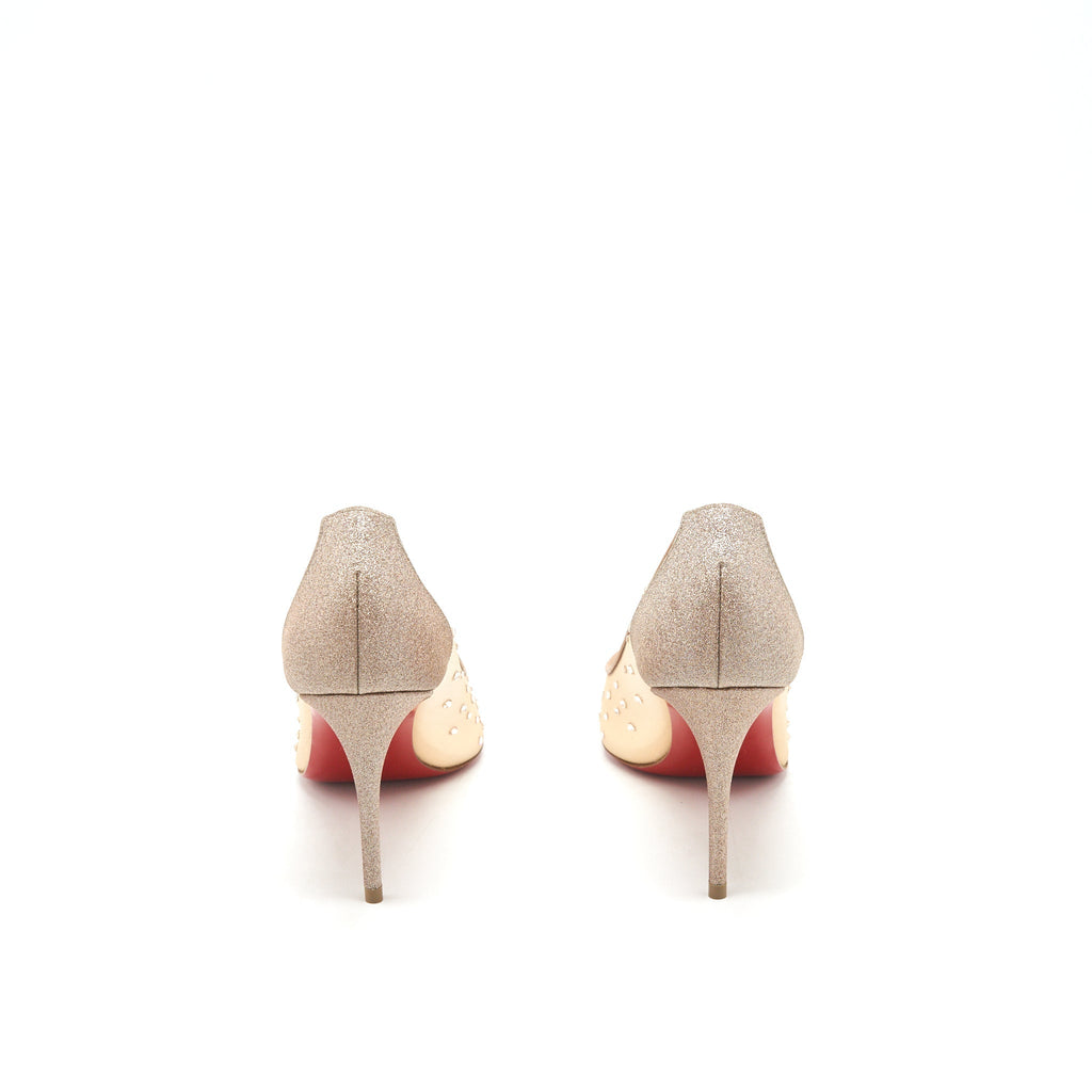 CHRISTIAN LOUBOUTIN CRYSTAL BEIGE HIGH HEEL
