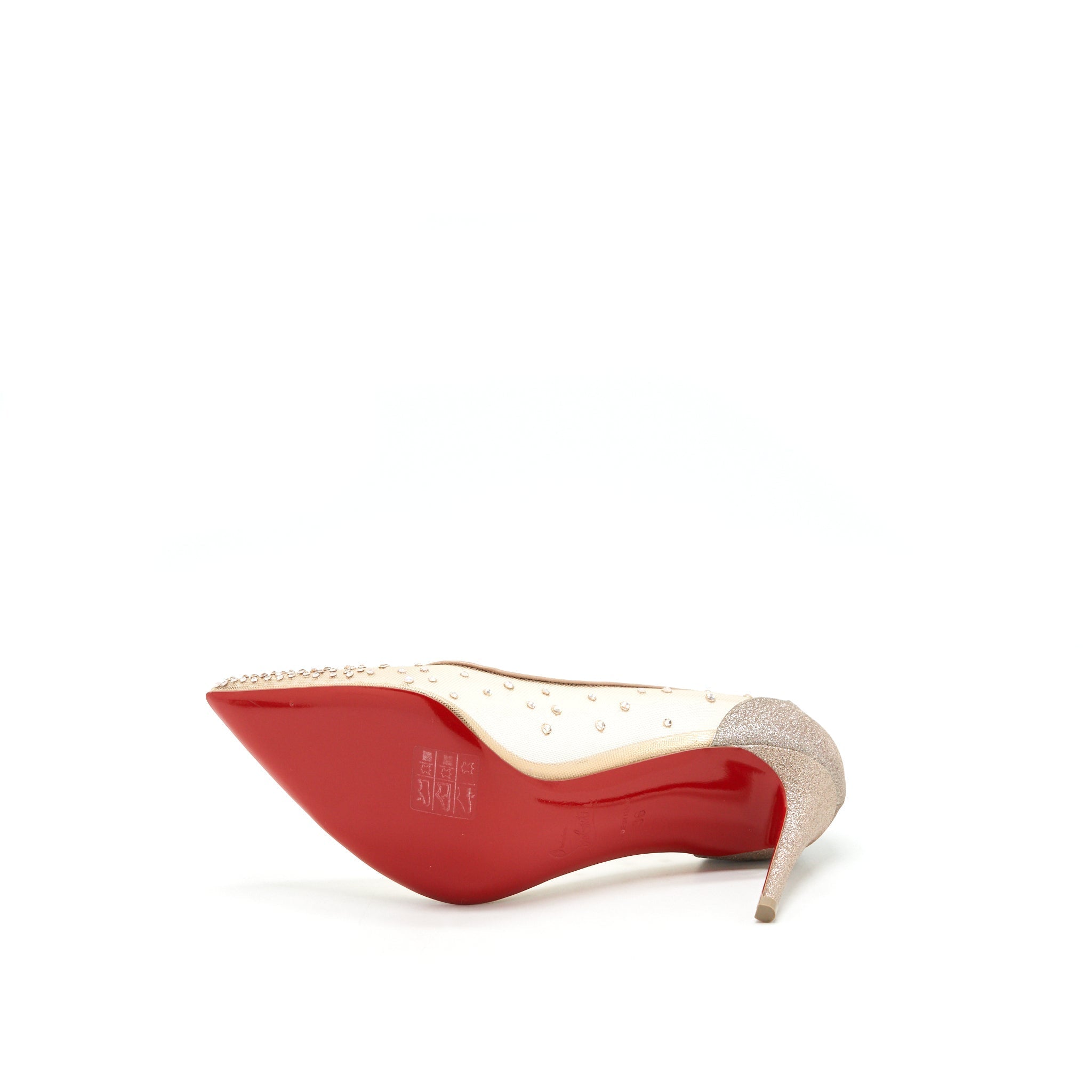 CHRISTIAN LOUBOUTIN CRYSTAL BEIGE HIGH HEEL