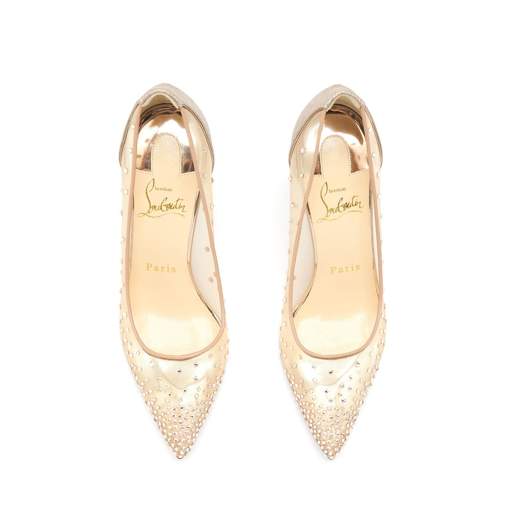CHRISTIAN LOUBOUTIN CRYSTAL BEIGE HIGH HEEL