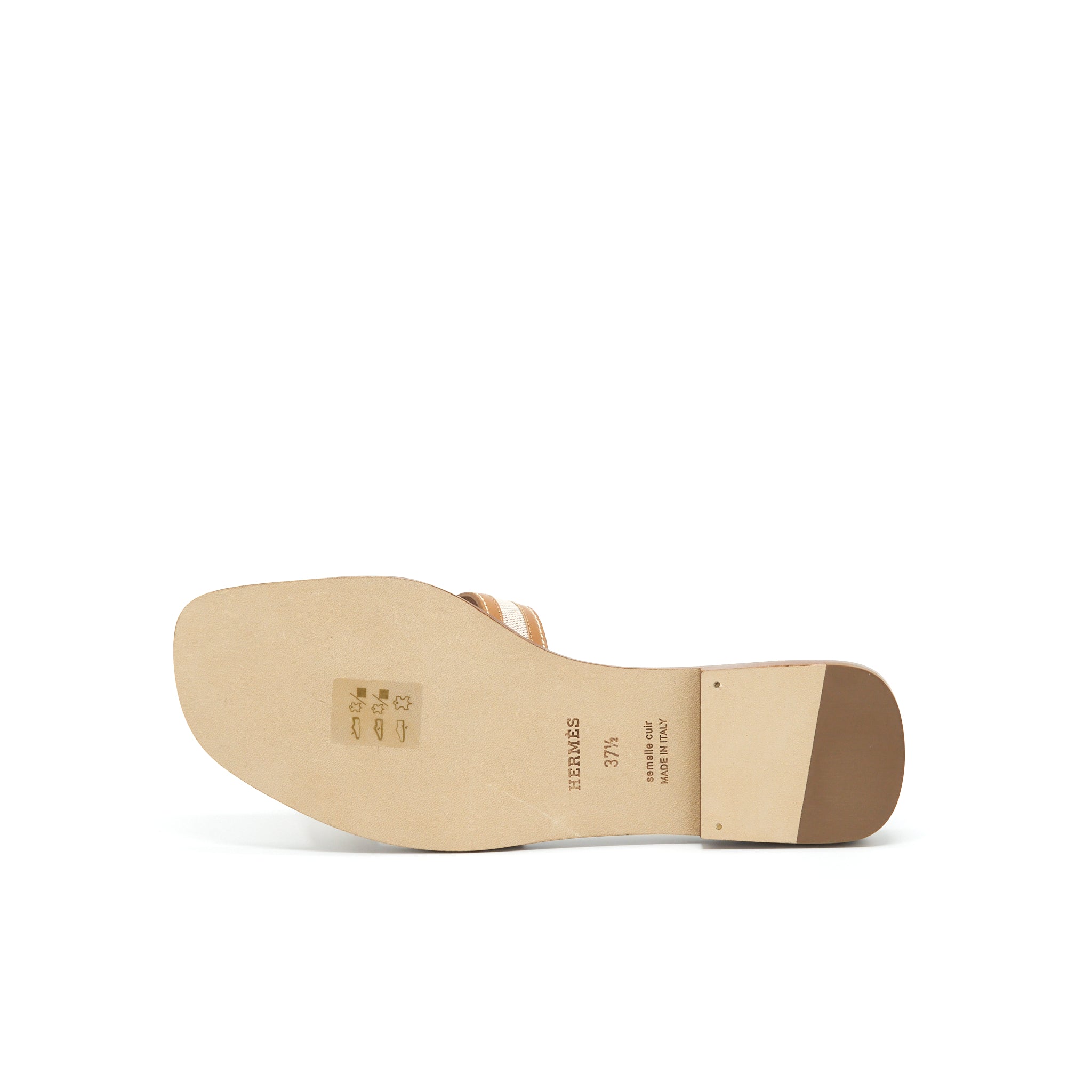 HERMES ORAN SANDALS TOILE H PLUM NOISETTE/BEIGE