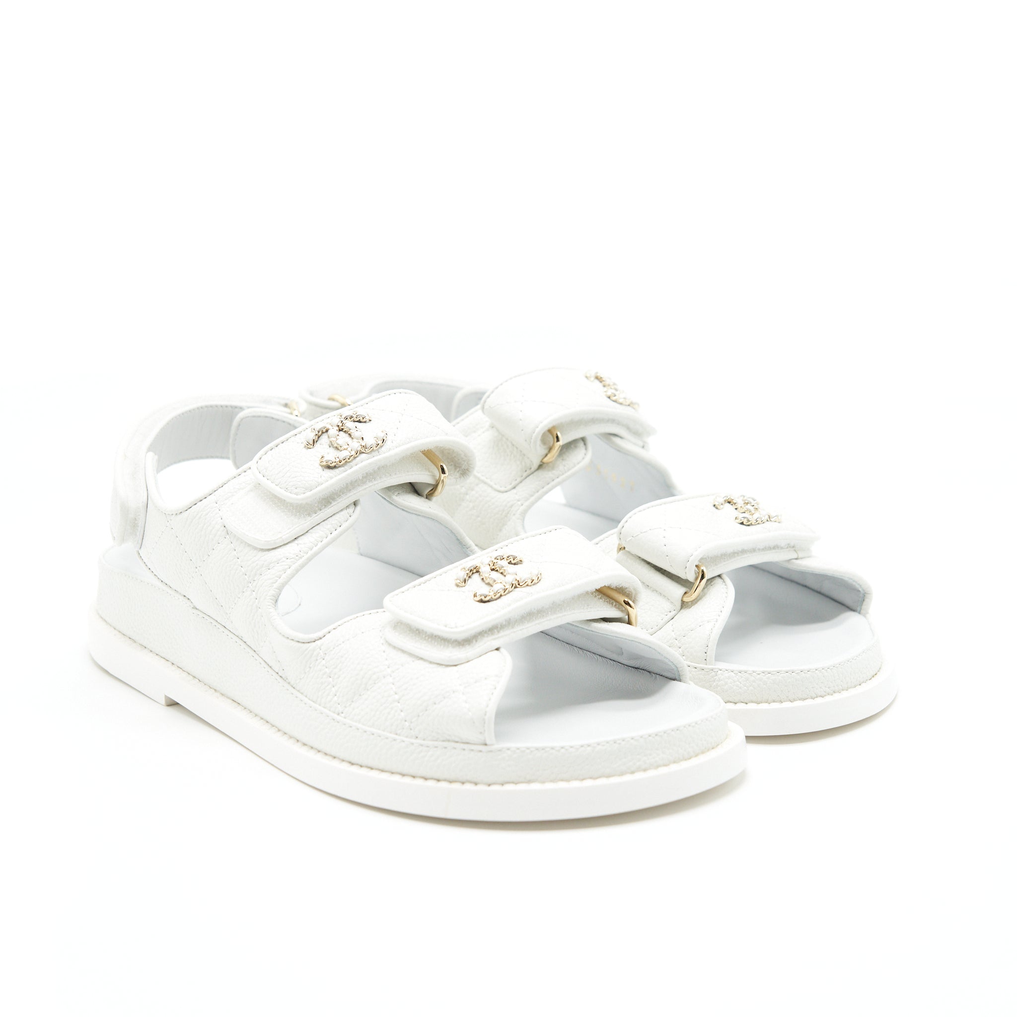 CHANEL DAD SANDALS LEATHER SANDAL WHITE