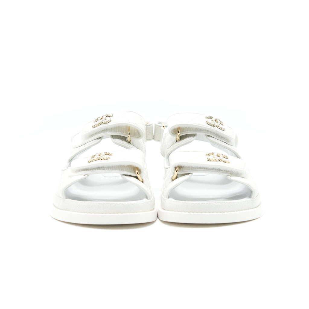 CHANEL DAD SANDALS LEATHER SANDAL WHITE