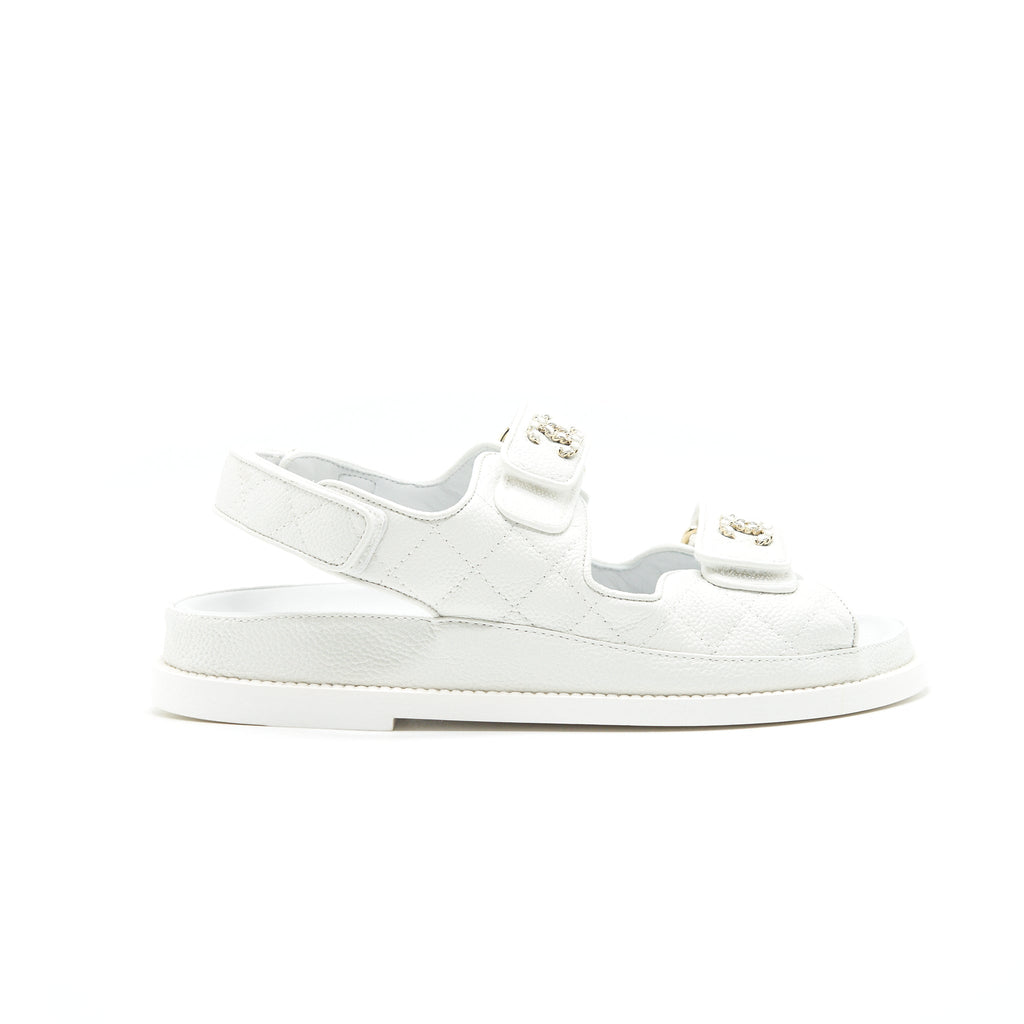 CHANEL DAD SANDALS LEATHER SANDAL WHITE
