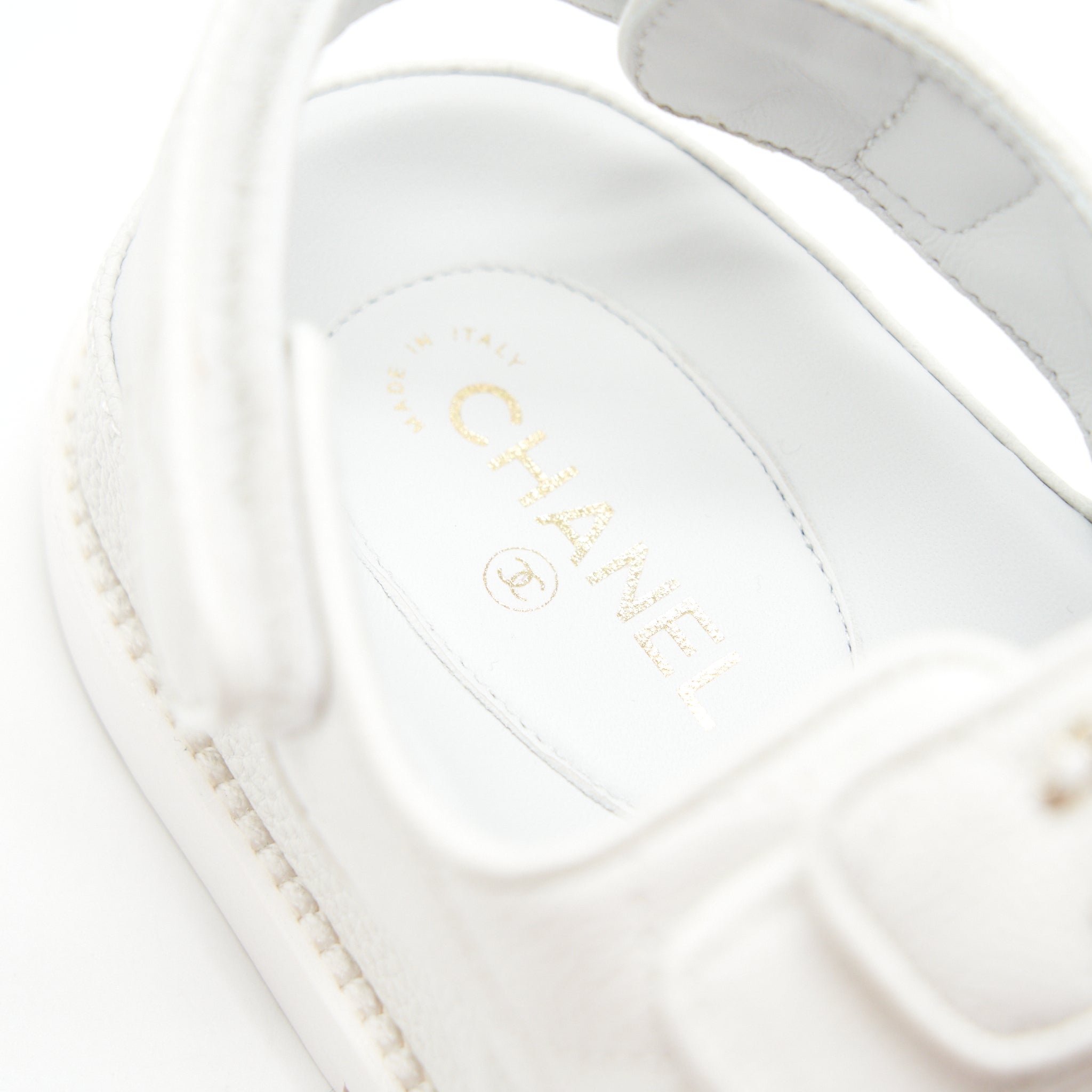 CHANEL DAD SANDALS LEATHER SANDAL WHITE