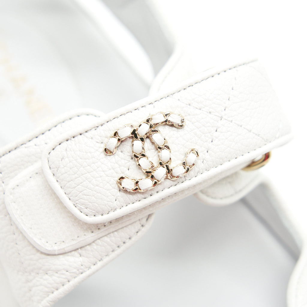CHANEL DAD SANDALS LEATHER SANDAL WHITE