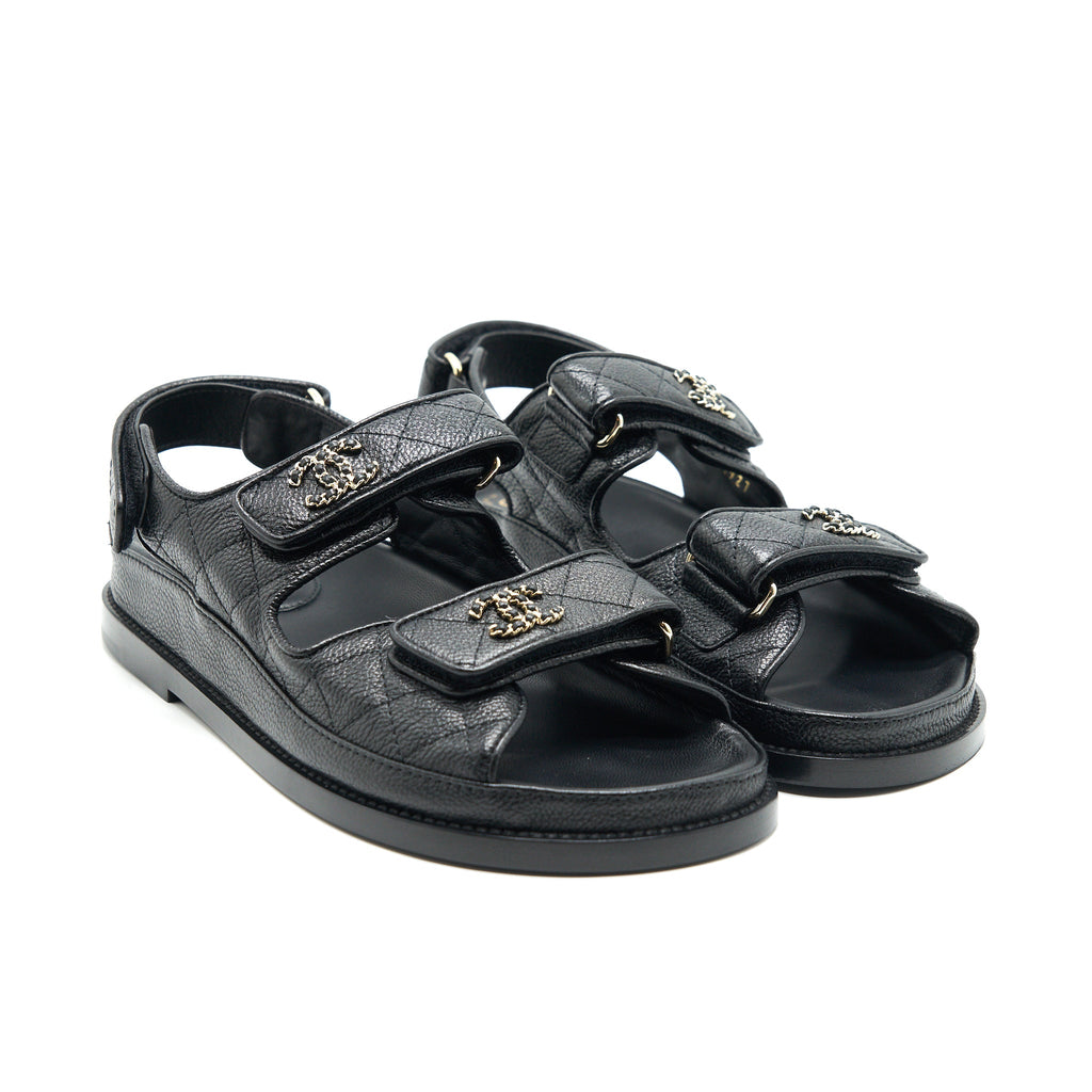 CHANEL DAD SANDALS LEATHER SANDAL BLACK