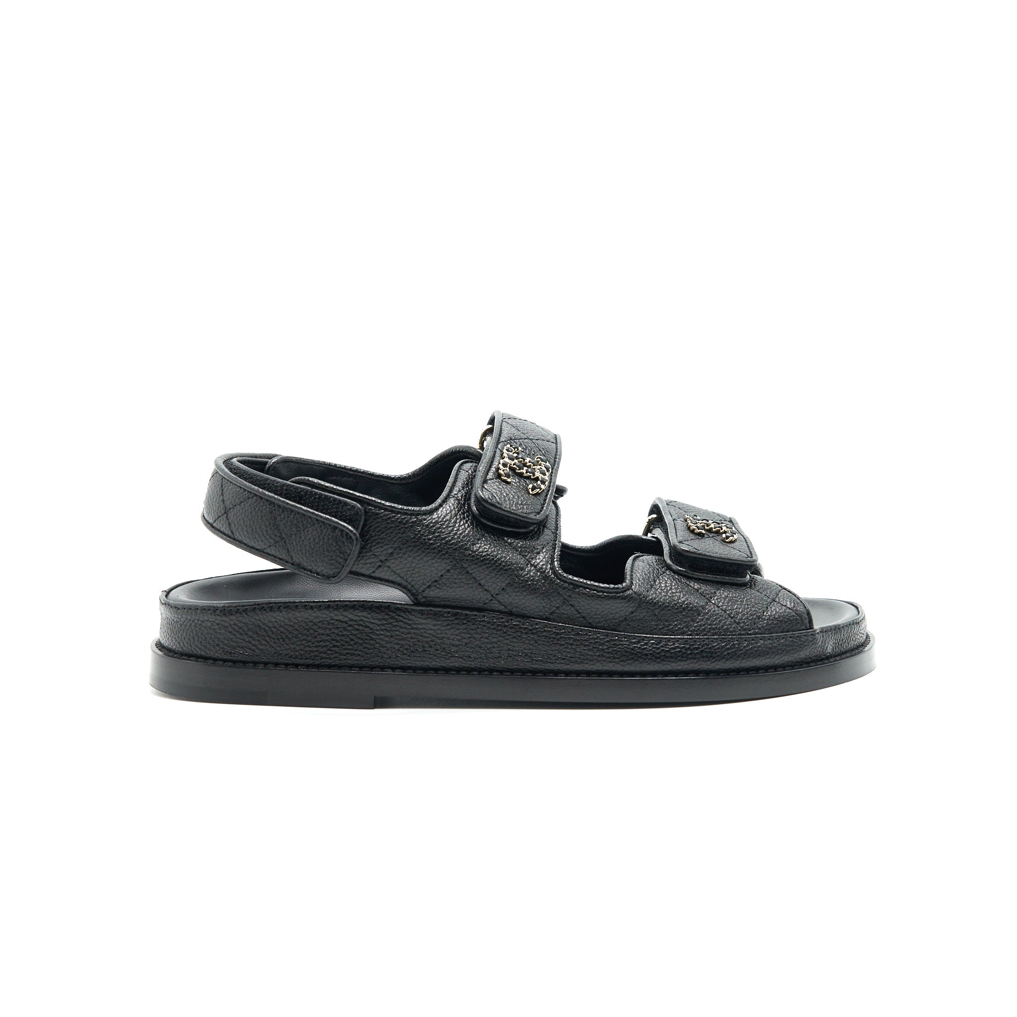 CHANEL DAD SANDALS LEATHER SANDAL BLACK