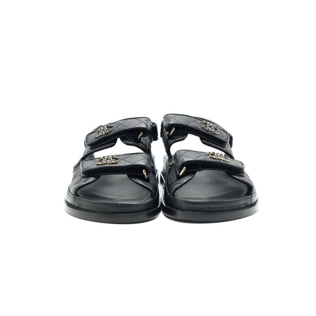 CHANEL DAD SANDALS LEATHER SANDAL BLACK
