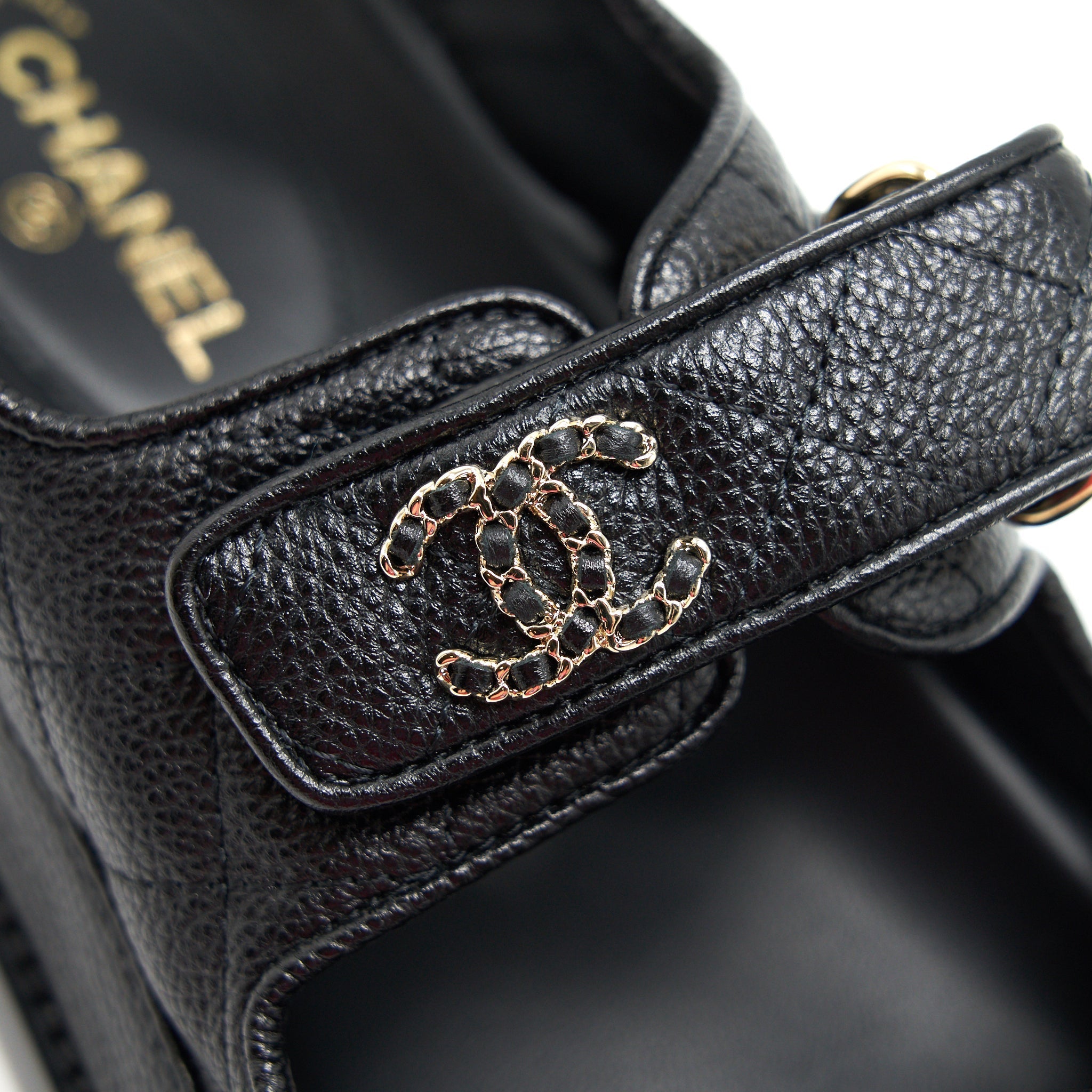 CHANEL DAD SANDALS LEATHER SANDAL BLACK