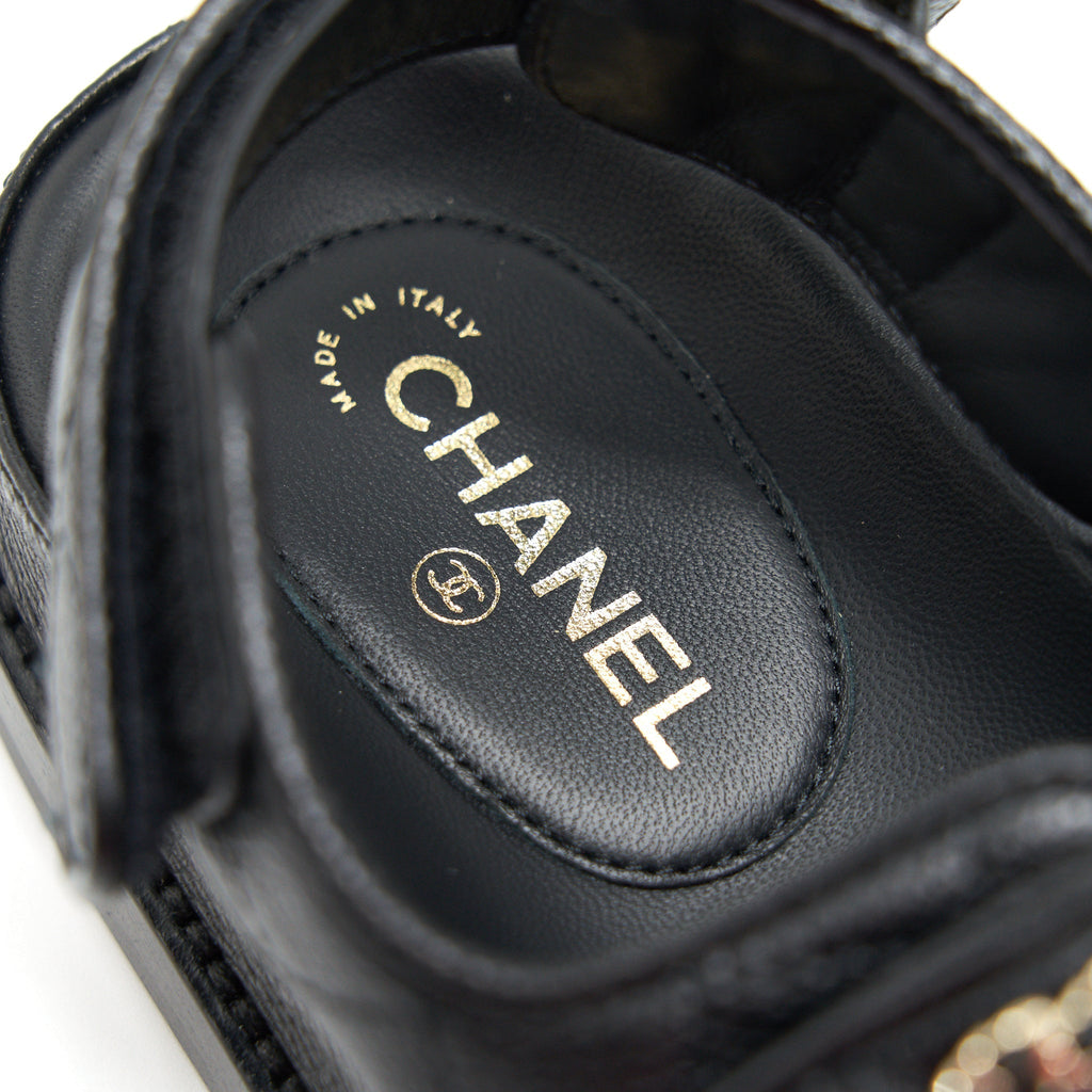 CHANEL DAD SANDALS LEATHER SANDAL BLACK