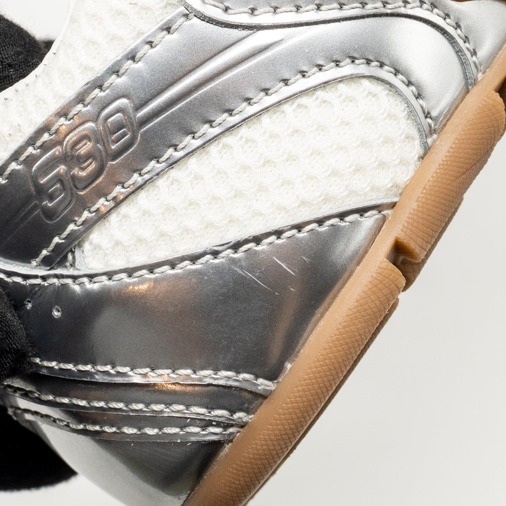 MIU MIU X NEW BALANCE SL SNEAKERS METALLIC LEATHER/MESH SILVER/WHITE
