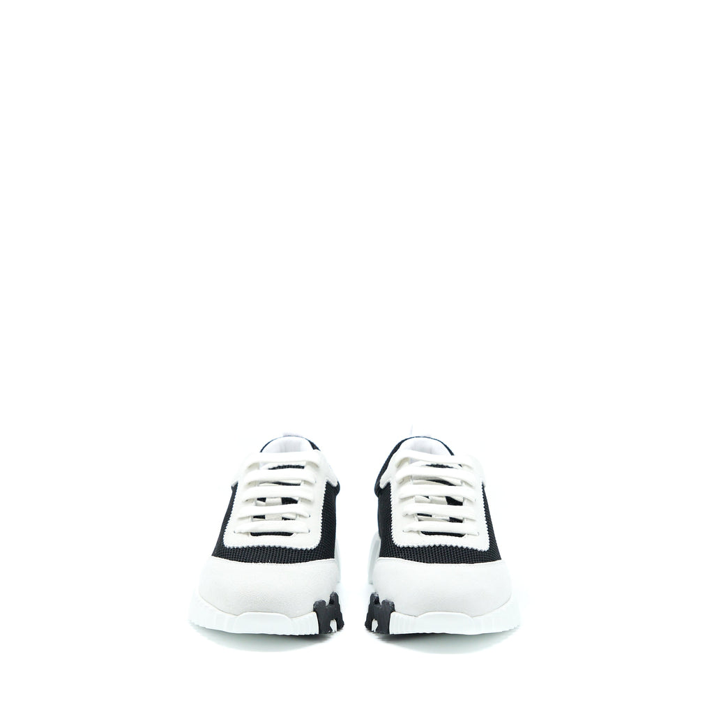 HERMES BOUNCING SNEAKERS SUEDE/GOATSKIN NOIR/BLANC
