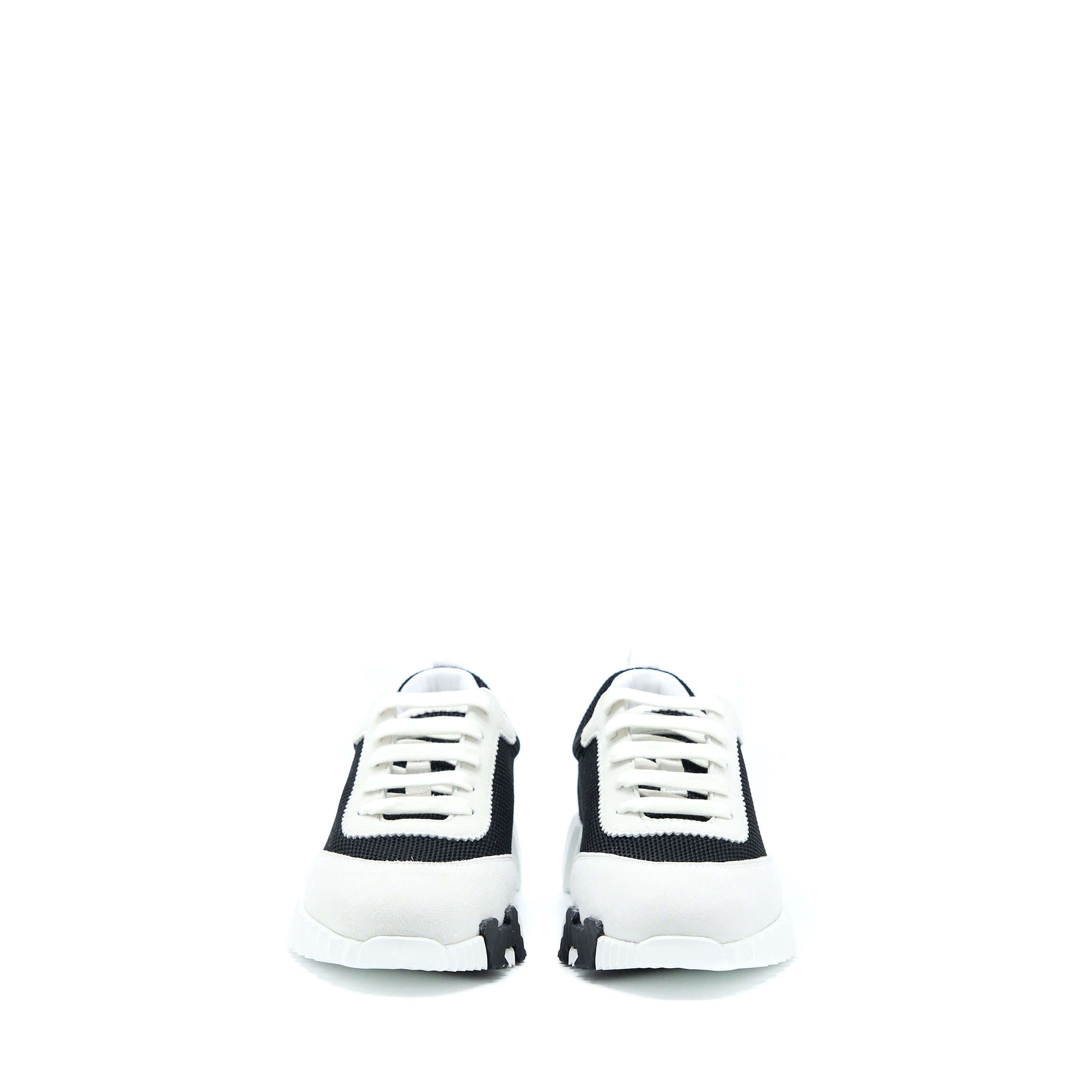 HERMES BOUNCING SNEAKERS SUEDE/GOATSKIN NOIR/BLANC