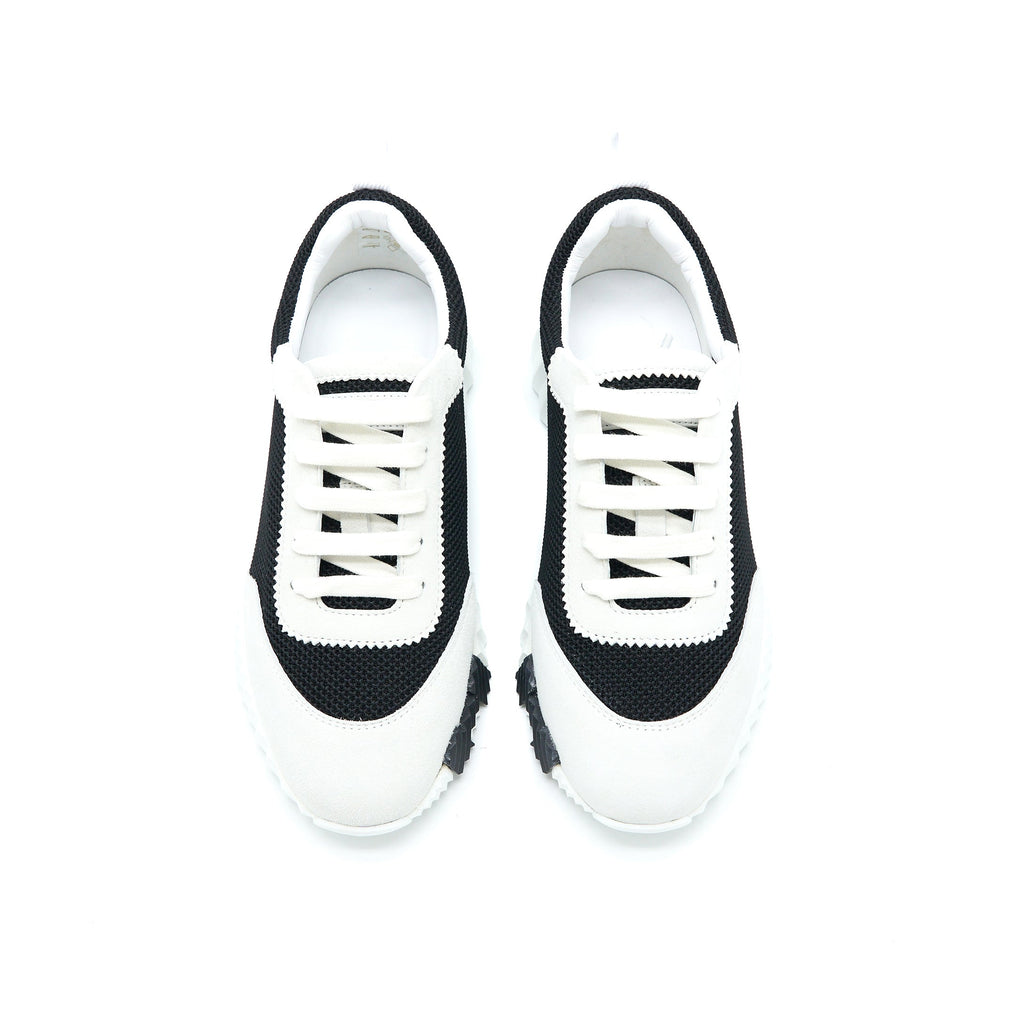 HERMES BOUNCING SNEAKERS SUEDE/GOATSKIN NOIR/BLANC