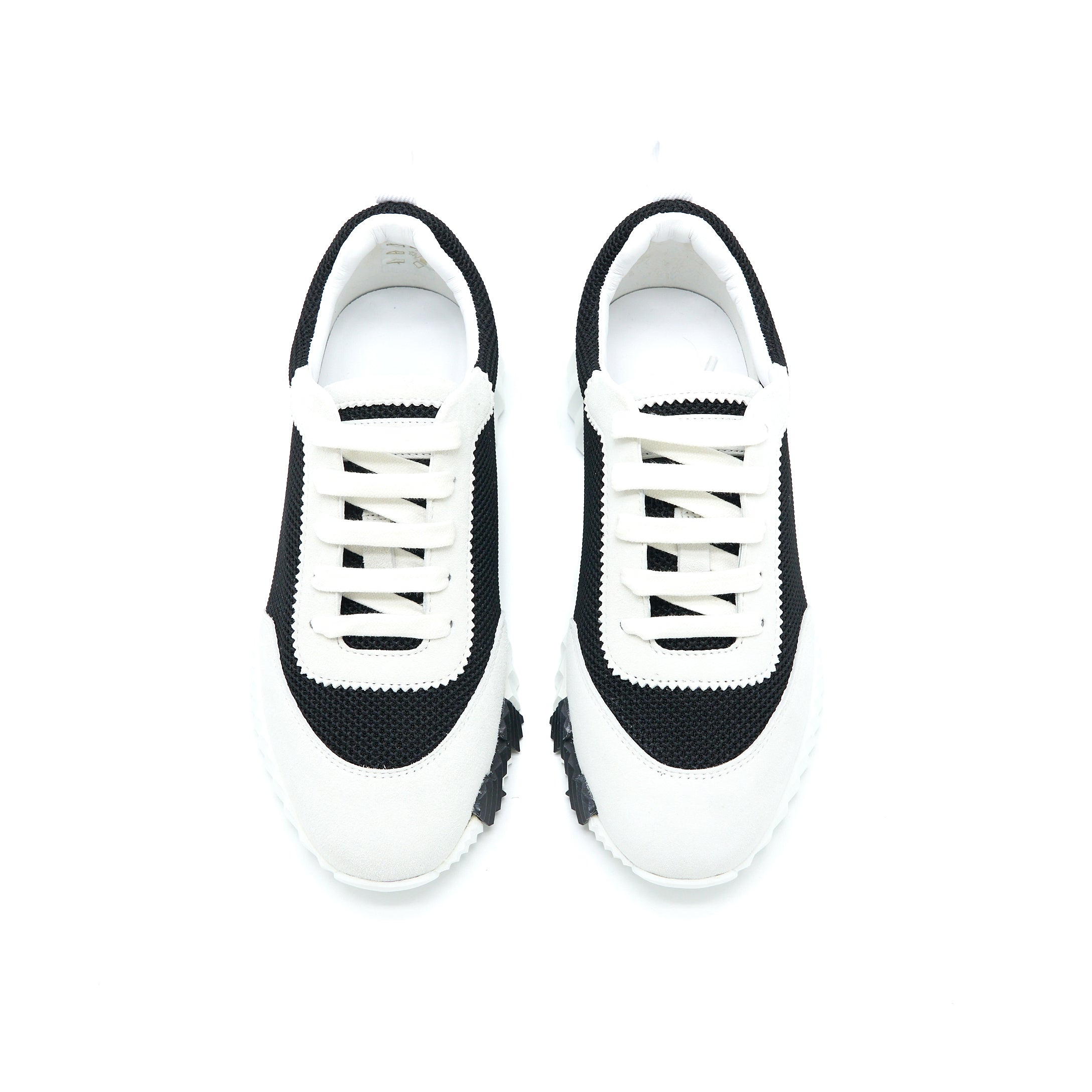 HERMES BOUNCING SNEAKERS SUEDE/GOATSKIN NOIR/BLANC