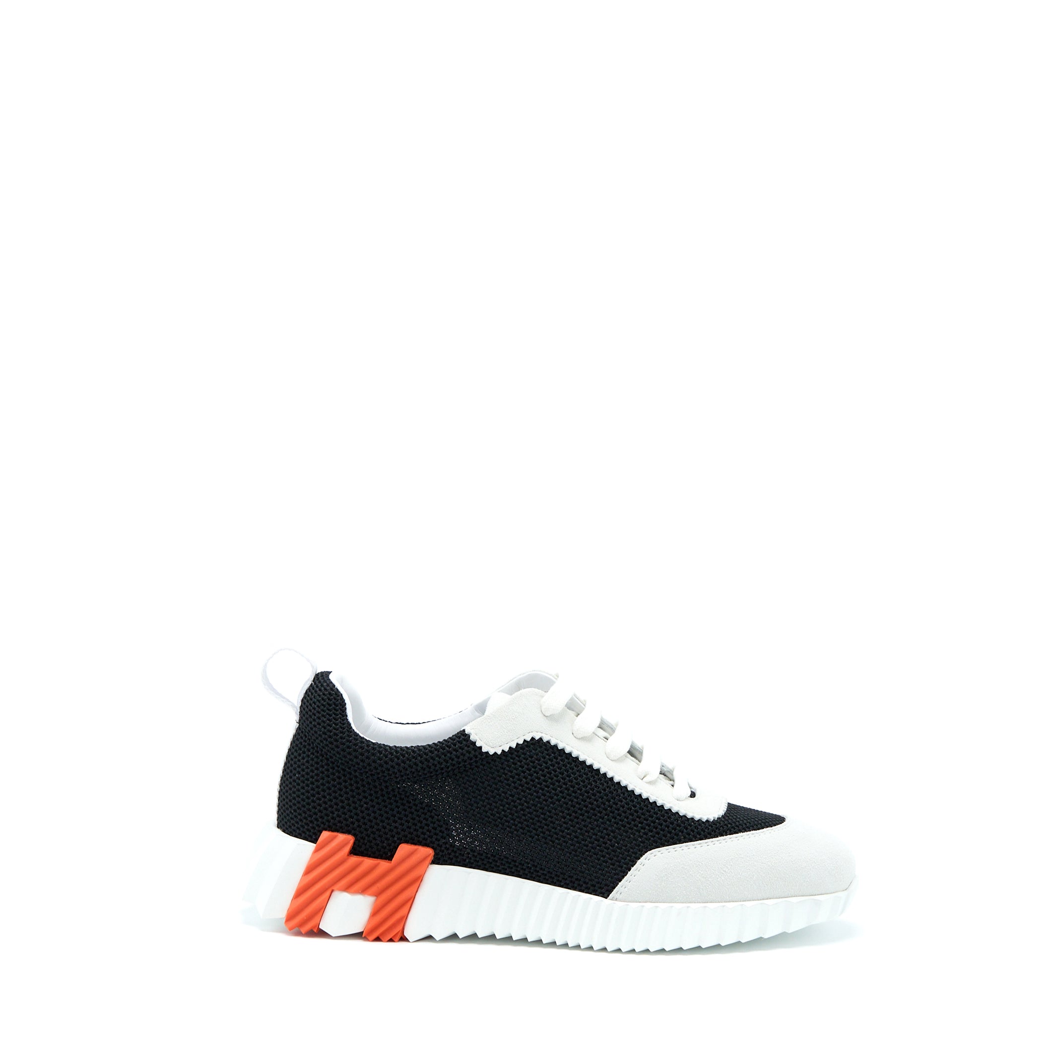 HERMES BOUNCING SNEAKERS SUEDE/GOATSKIN NOIR/BLANC