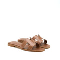 HERMES ORAN SANDAL BOX LEATHER GOLD