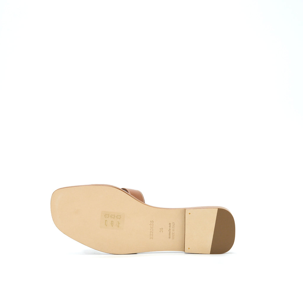 HERMES ORAN SANDAL BOX LEATHER GOLD