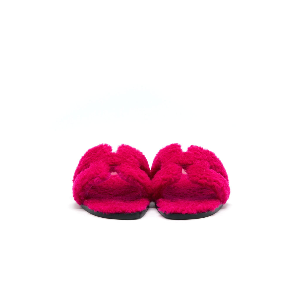 HERMES SANDALE ORAN PEAU LAINEE ROSE FUCHSIA