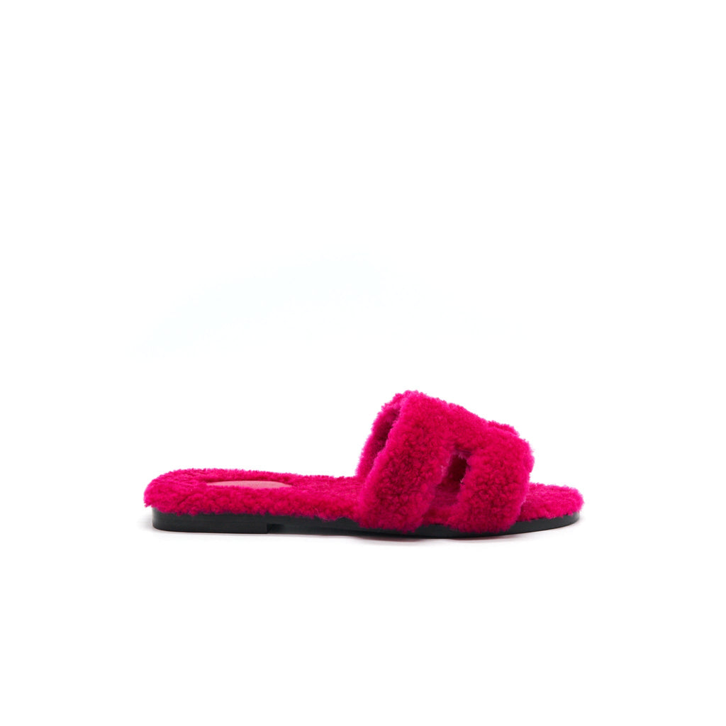 HERMES SANDALE ORAN PEAU LAINEE ROSE FUCHSIA