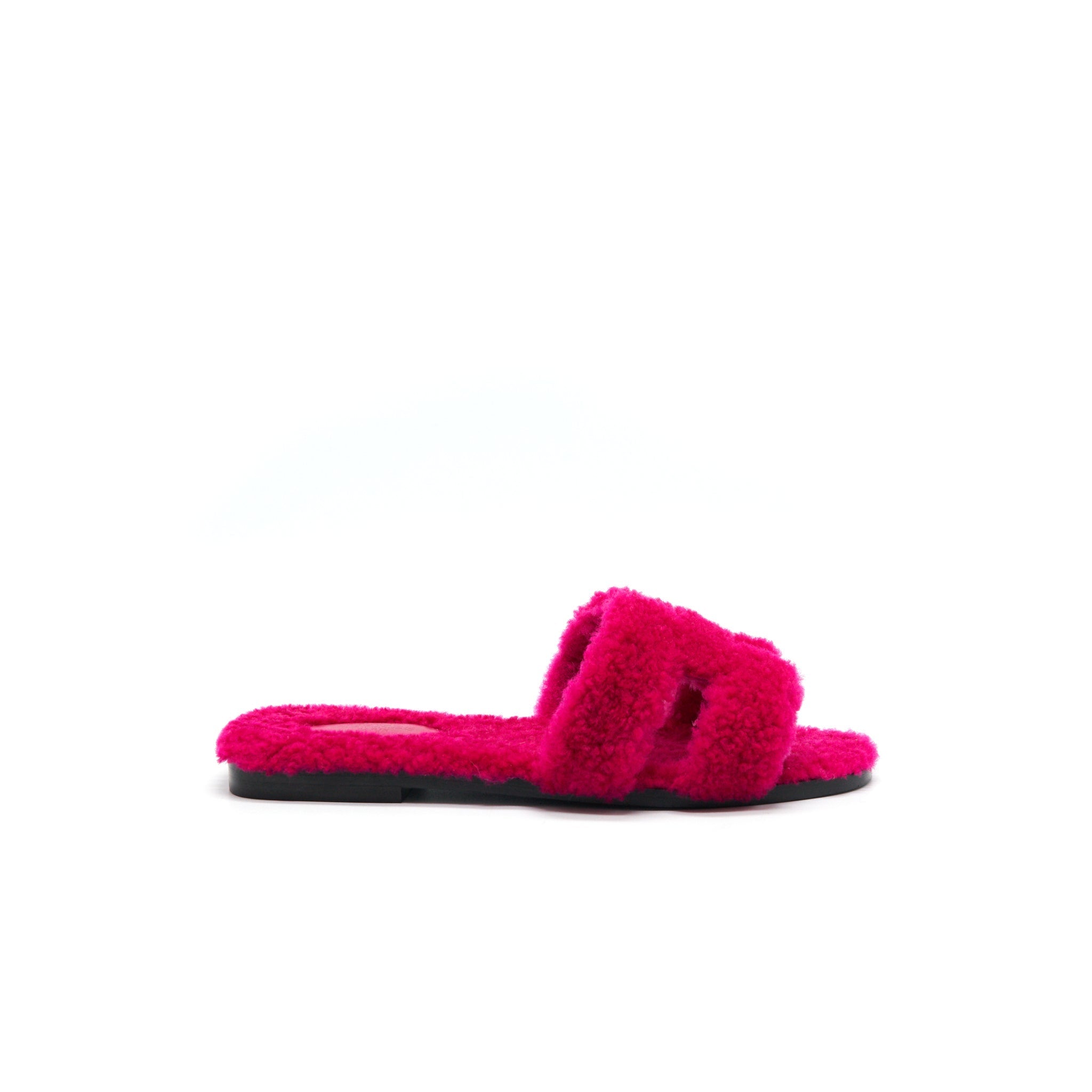 HERMES SANDALE ORAN PEAU LAINEE ROSE FUCHSIA