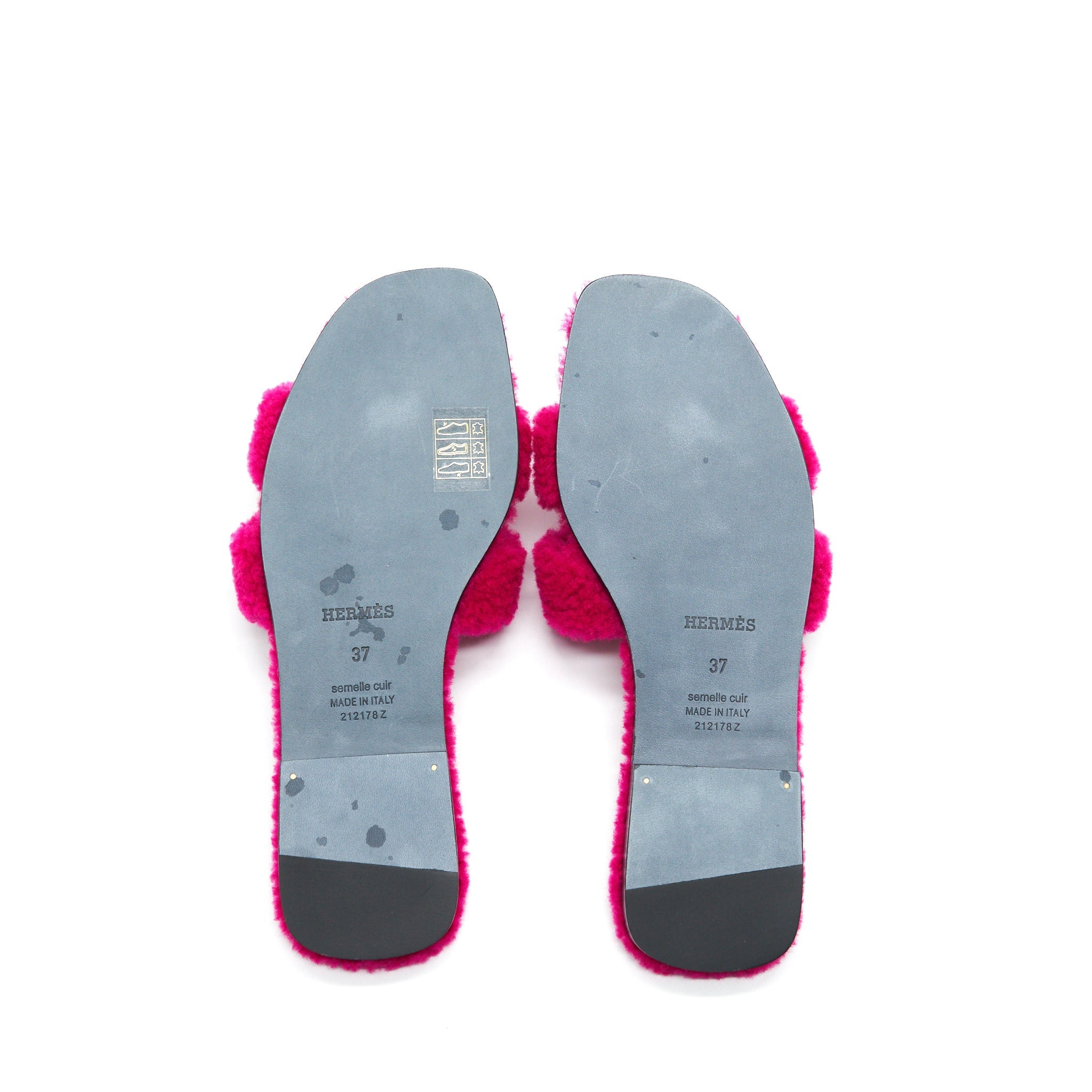HERMES SANDALE ORAN PEAU LAINEE ROSE FUCHSIA