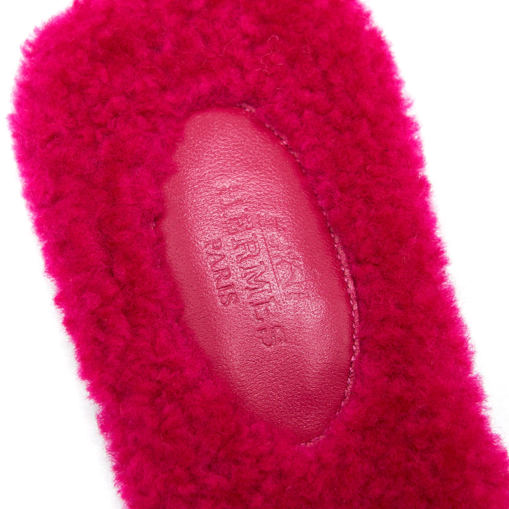 HERMES SANDALE ORAN PEAU LAINEE ROSE FUCHSIA
