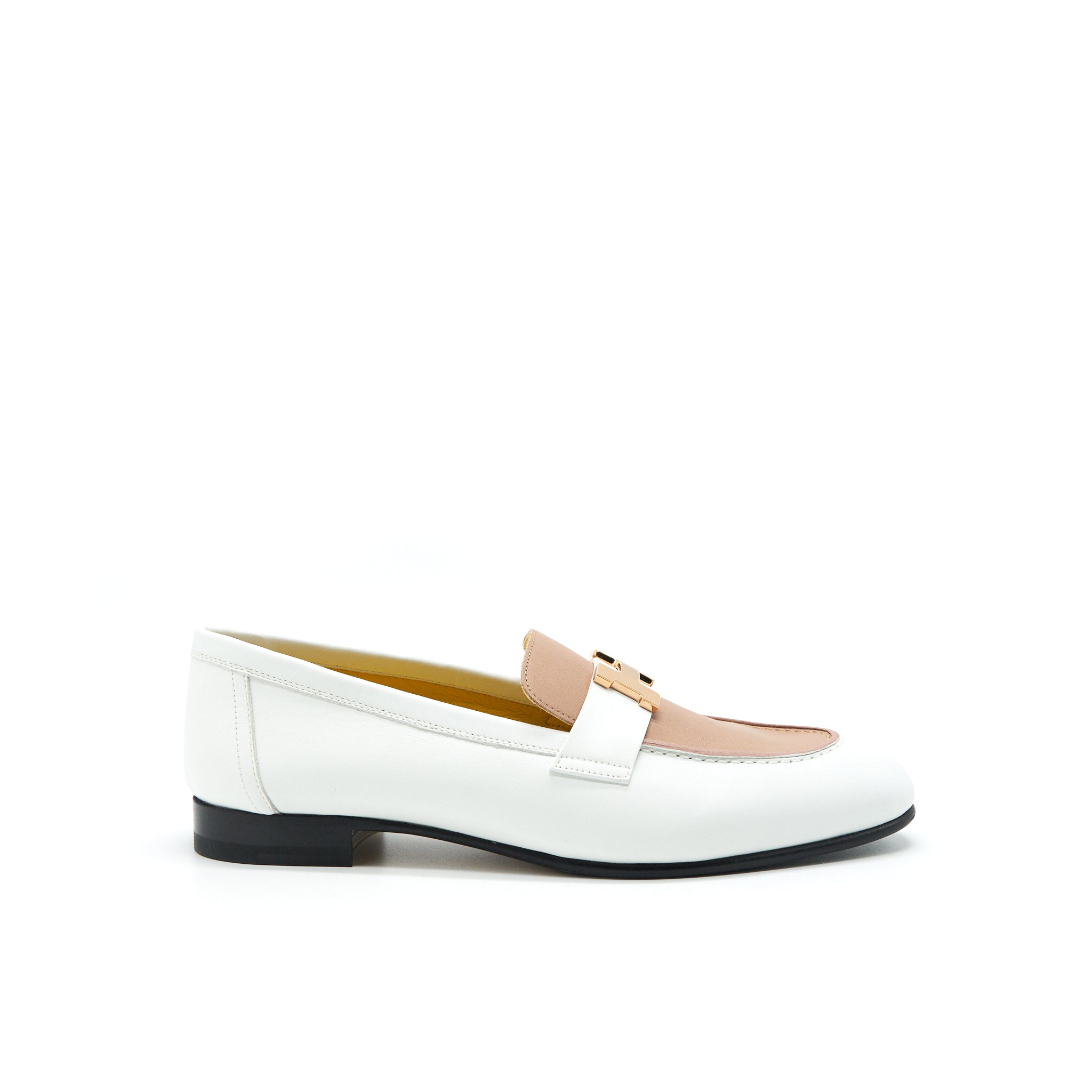 HERMES MOCASSINS PARIS BLANC/BOIS DE SANTAL