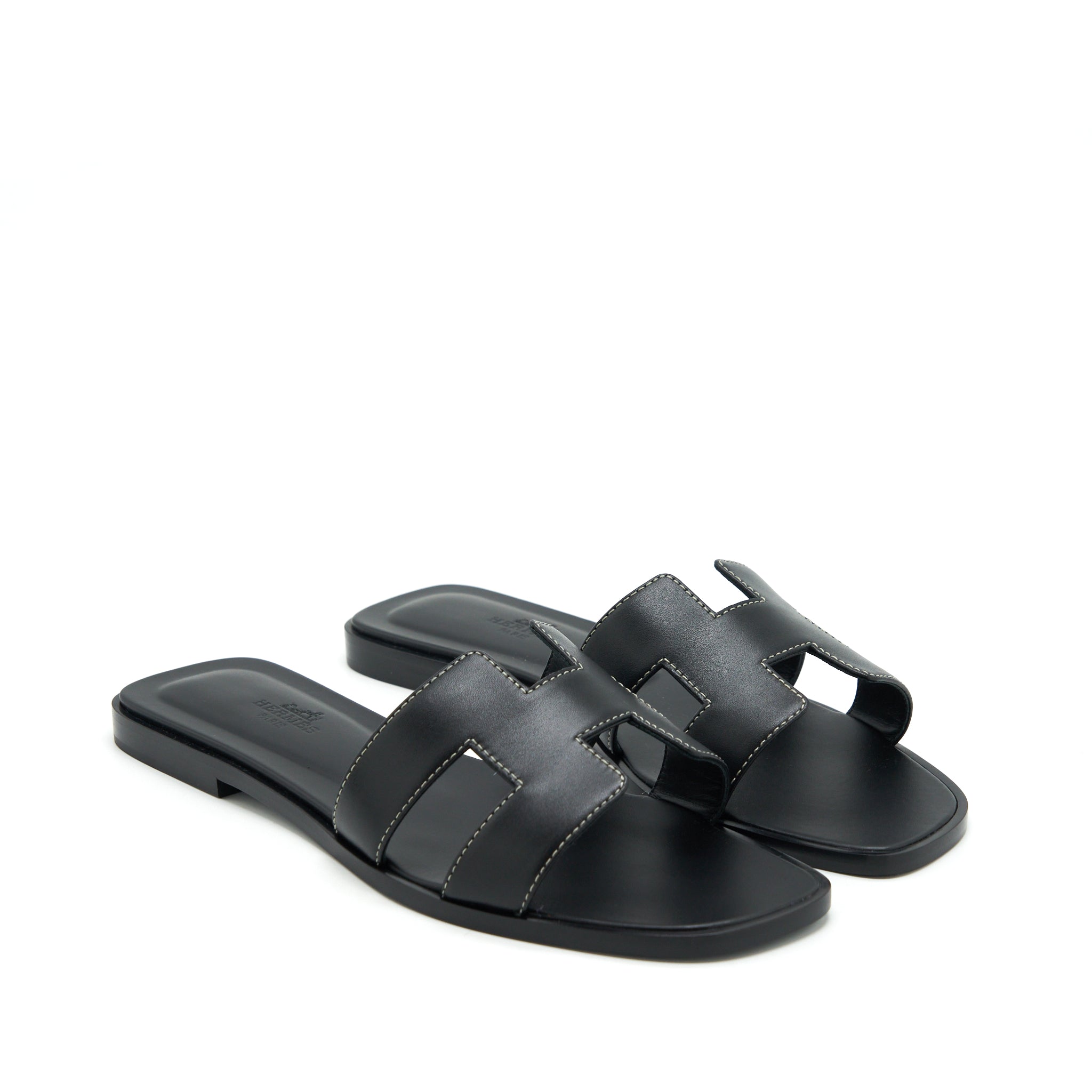 HERMES ORAN SANDAL BOX BLACK