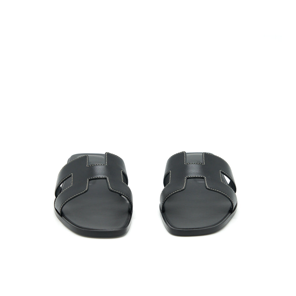 HERMES ORAN SANDAL BOX BLACK