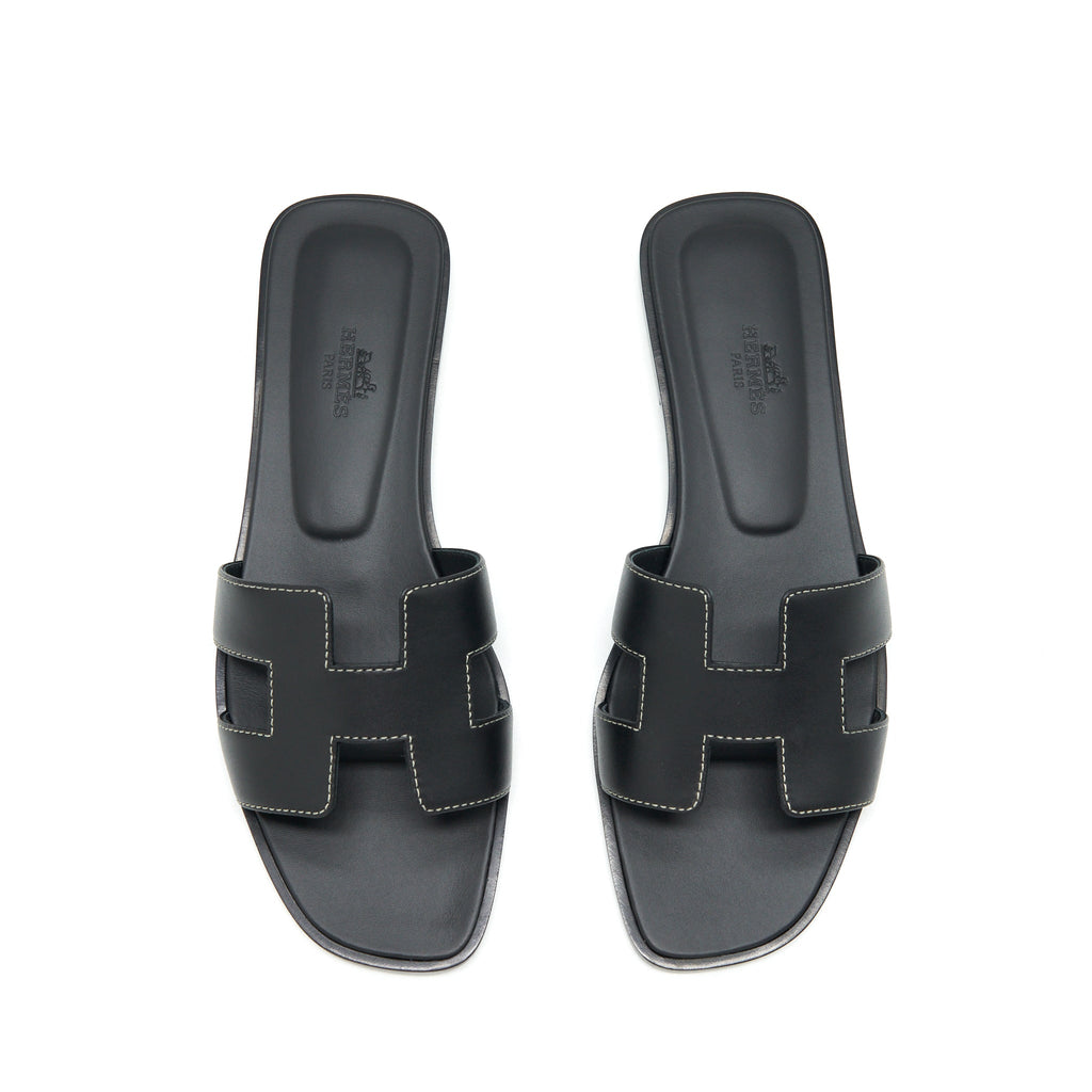 HERMES ORAN SANDAL BOX BLACK