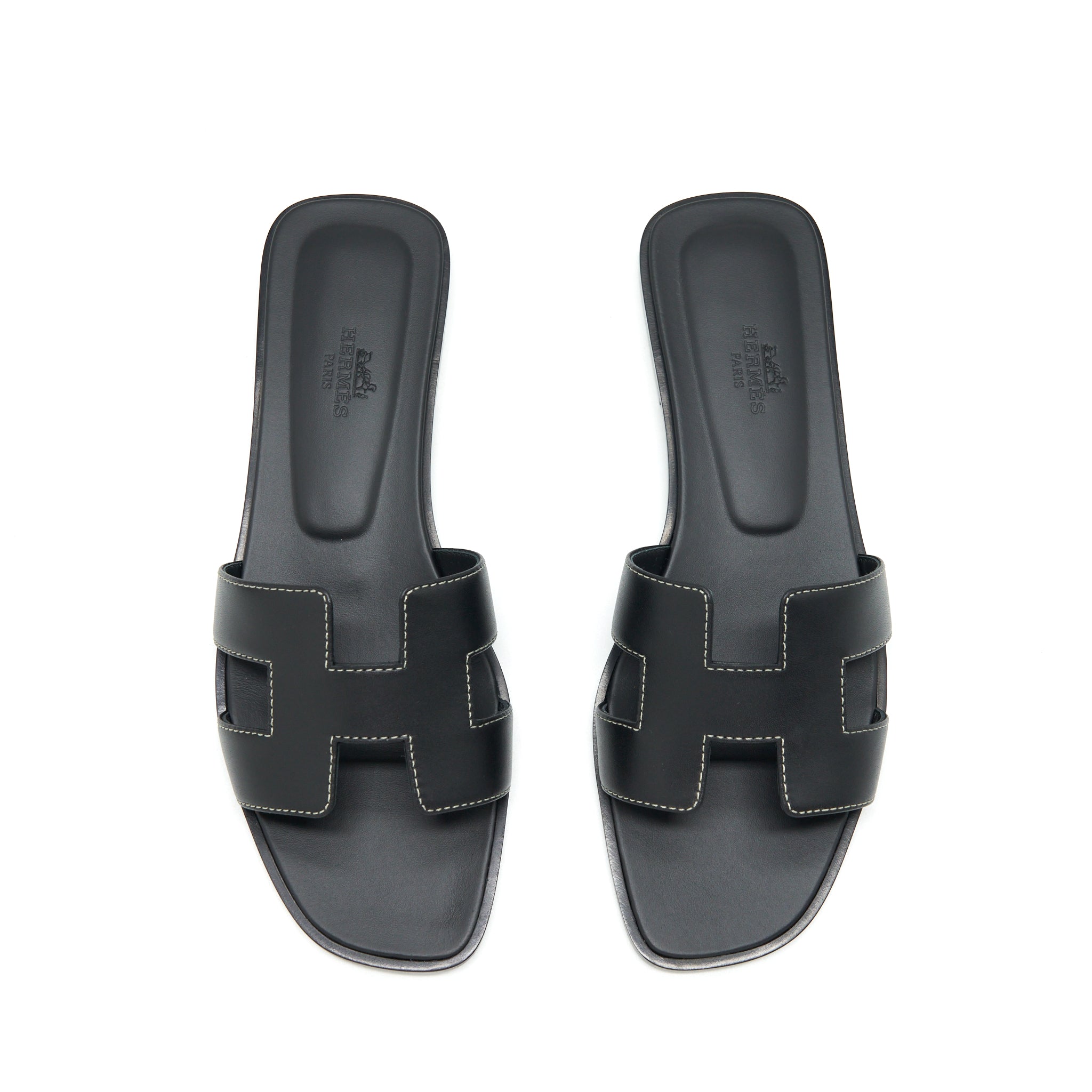 HERMES ORAN SANDAL BOX BLACK