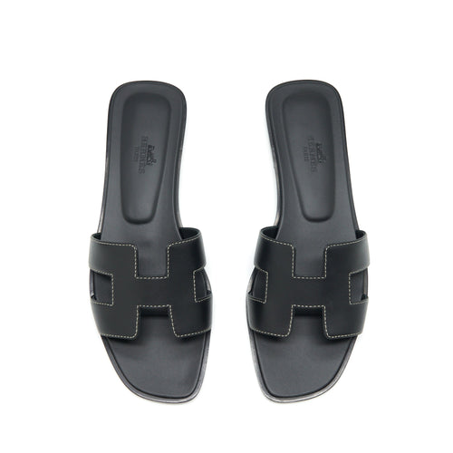 HERMES ORAN SANDAL BOX BLACK