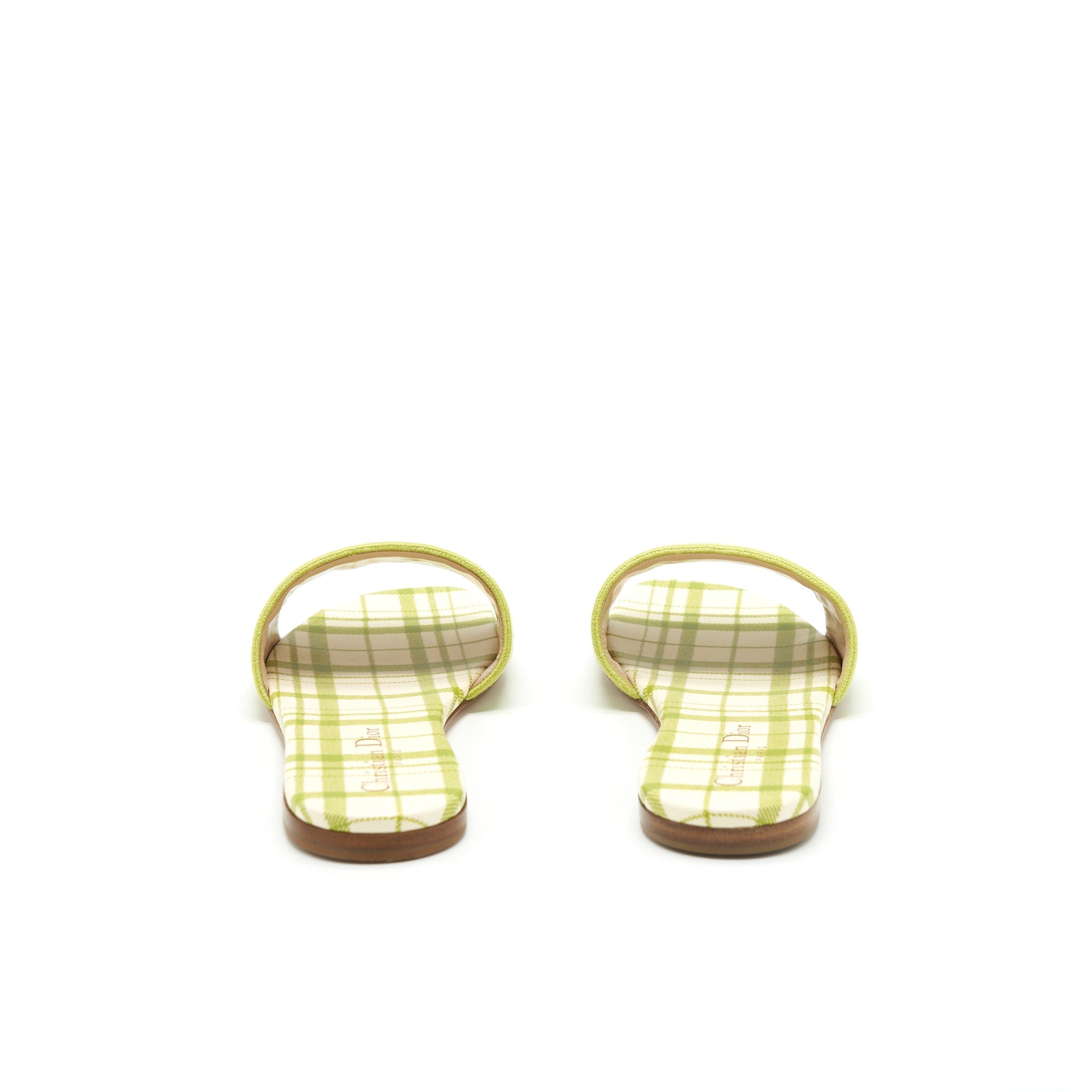 DIOR DWAY SLIDE LIME EMBROIDERED COTTON