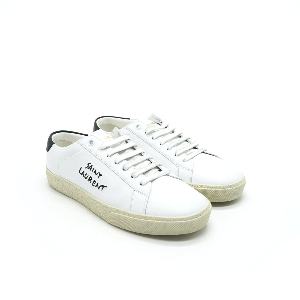 SAINT LAURENT COURT CLASSIC LOW TOP LEATHER SNEAKERS