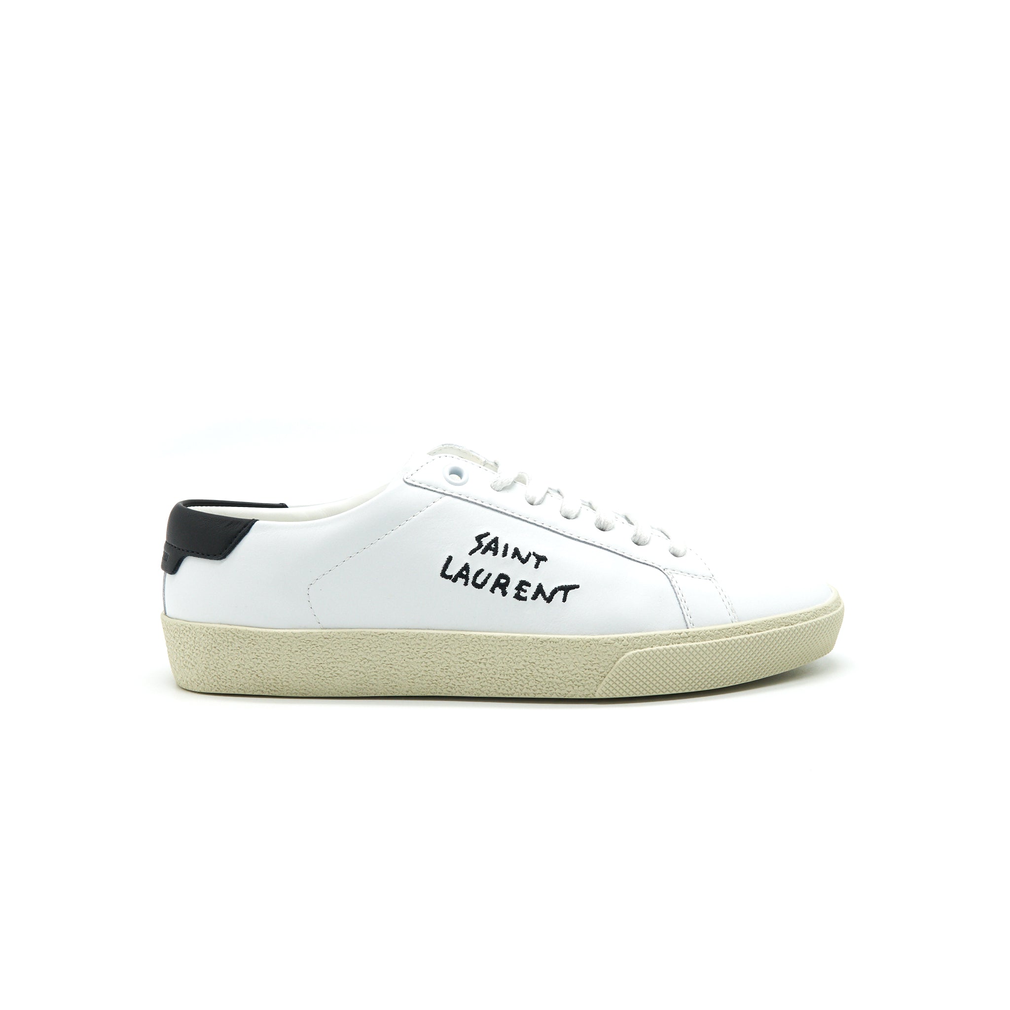 SAINT LAURENT COURT CLASSIC LOW TOP LEATHER SNEAKERS