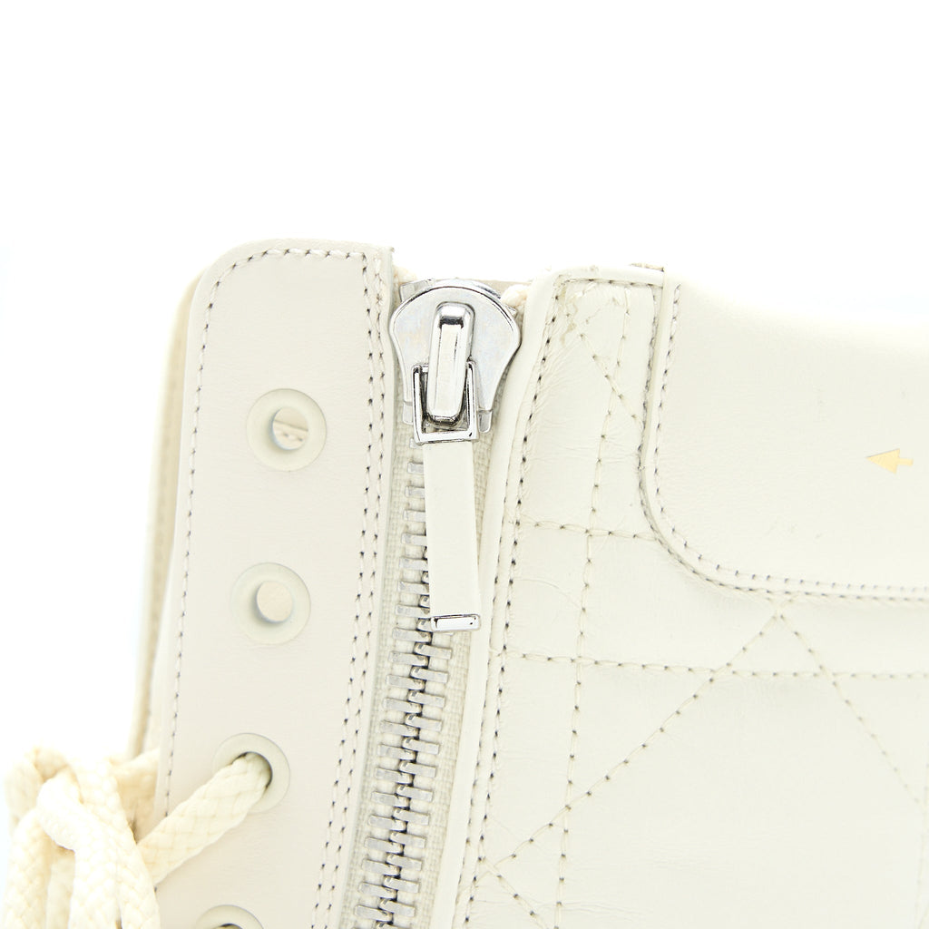 DIOR D-LEADER ANKLE BOOT QUILTED CANNAGE CALFSKIN WHITE SHW