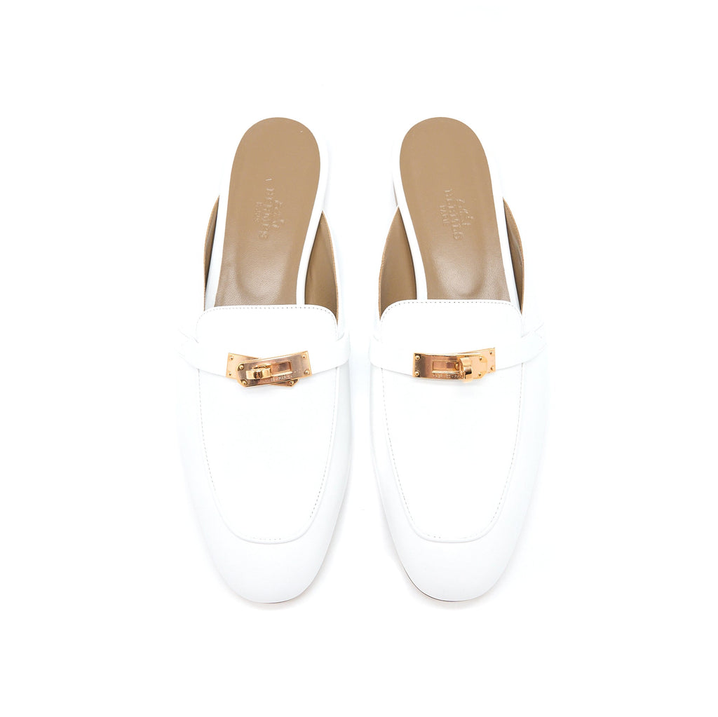 HERMES OZ MULE CALFSKIN BLANC RGHW