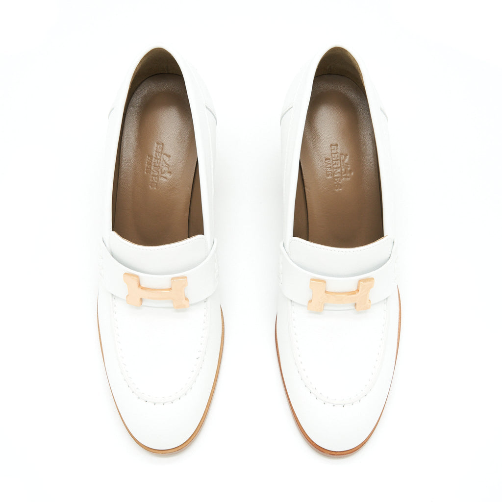 HERMES DAUPHINE LOAFER BLANC RGHW