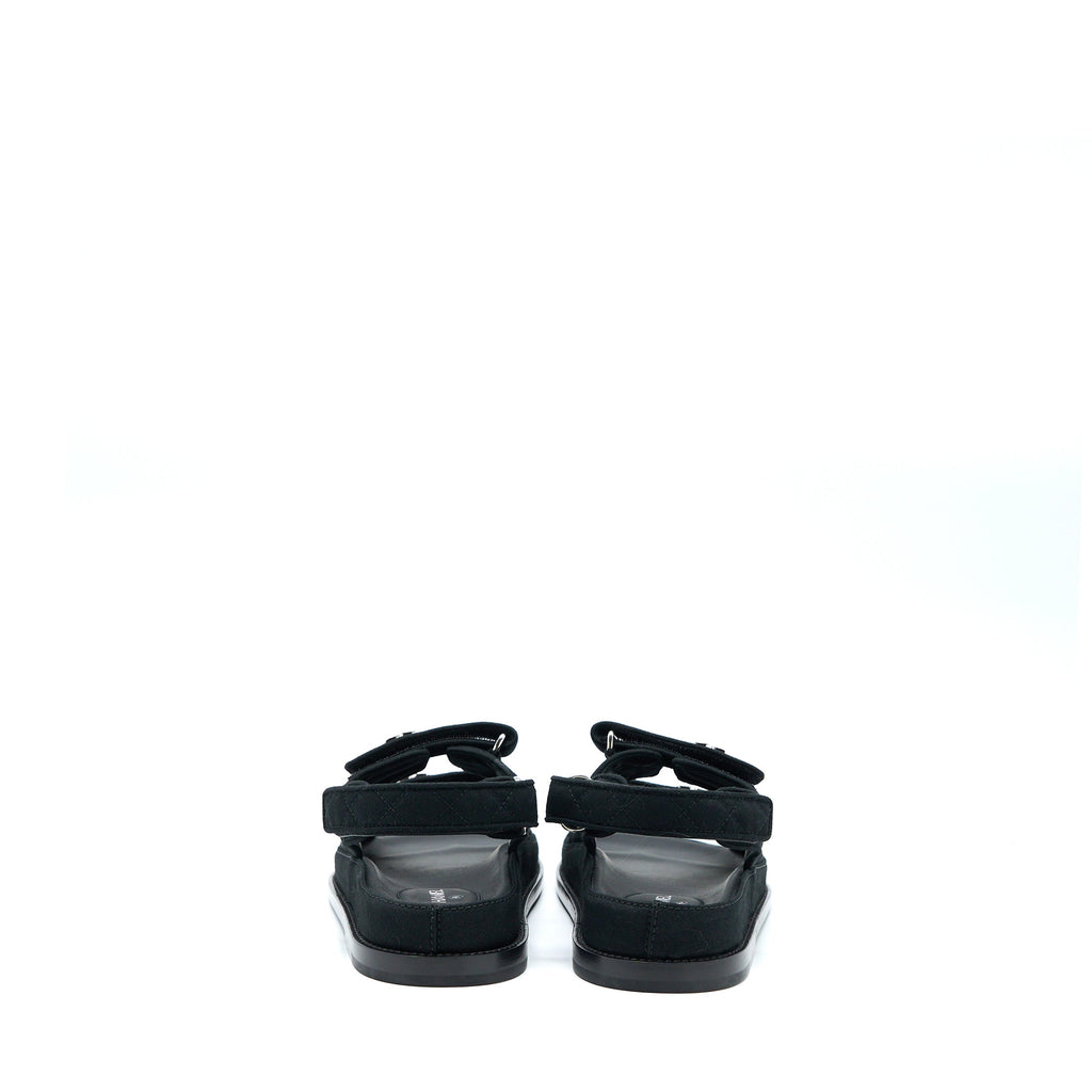 CHANEL DAD SANDALS WITH CRYSTAL LOGO BLACK/MULTICOLOURED