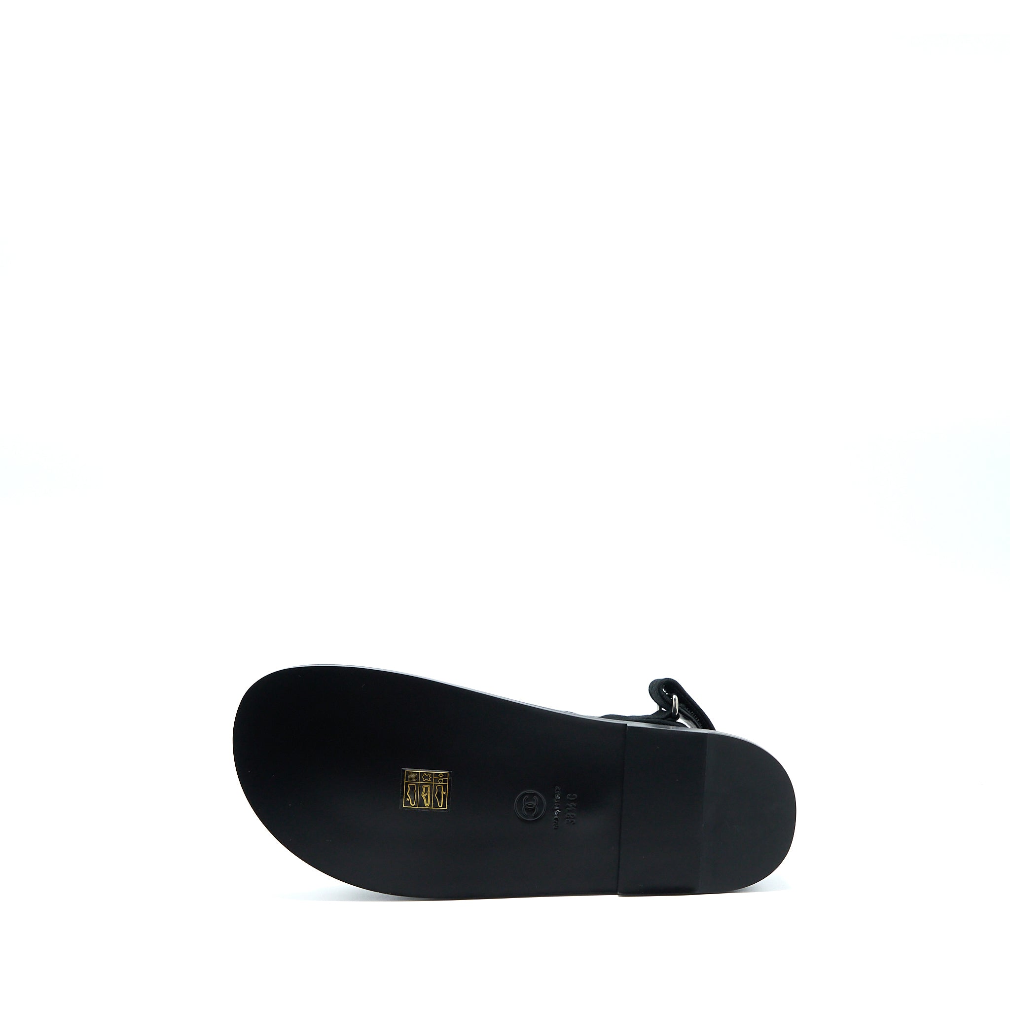 CHANEL DAD SANDALS WITH CRYSTAL LOGO BLACK/MULTICOLOURED