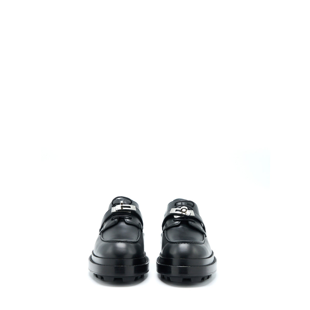 HERMES RICHELIEU DERBY FIRST LOAFER CALFSKIN GLACE BLACK SHW