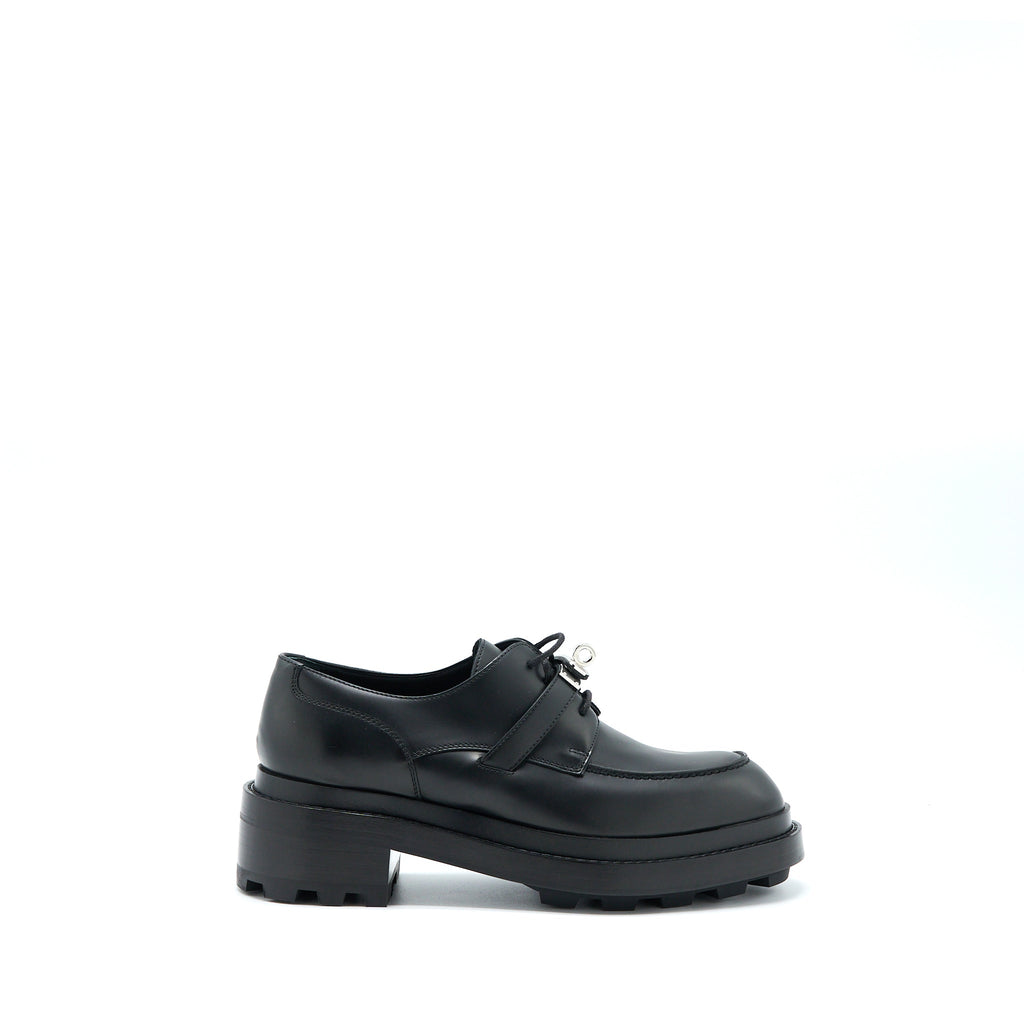 HERMES RICHELIEU DERBY FIRST LOAFER CALFSKIN GLACE BLACK SHW