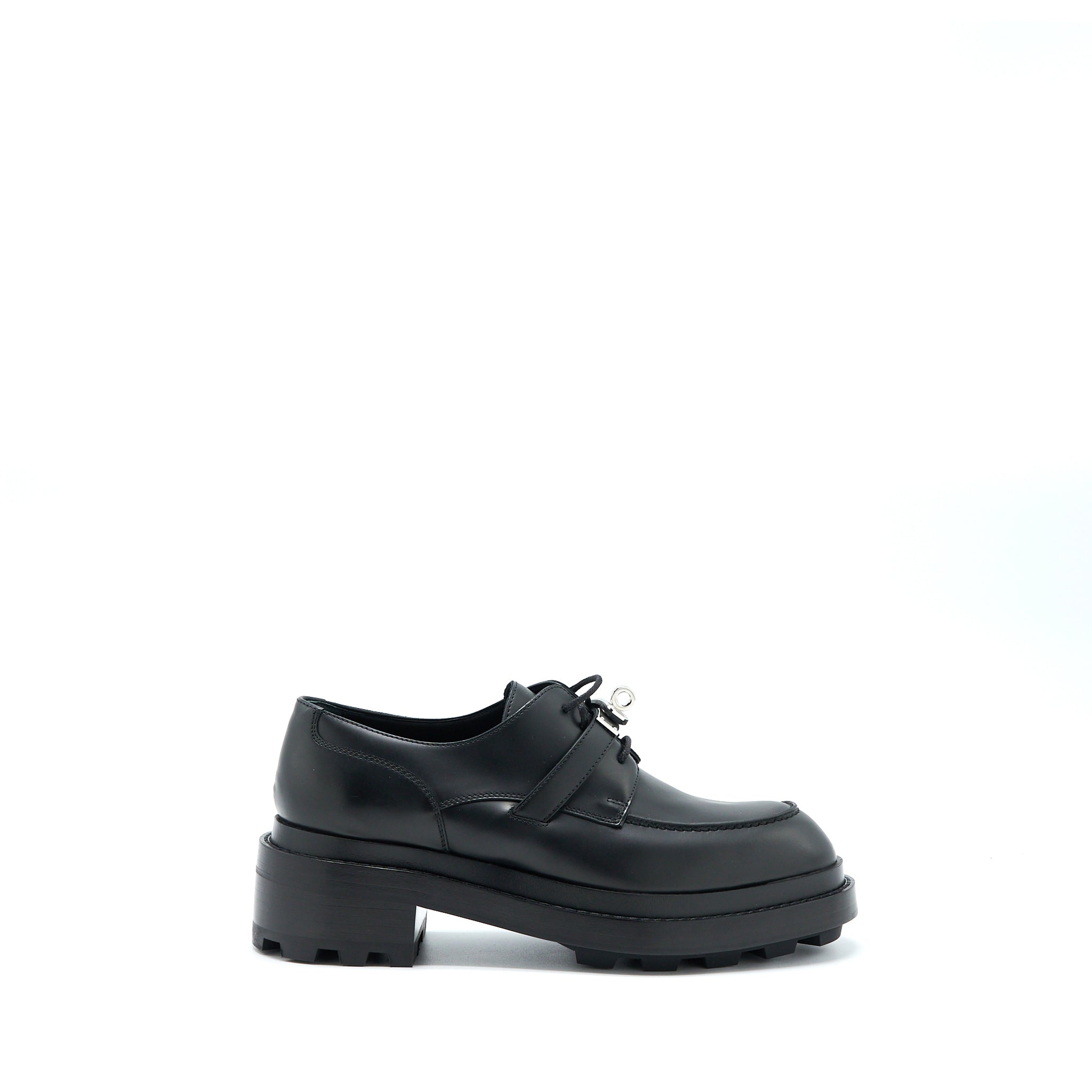 HERMES RICHELIEU DERBY FIRST LOAFER CALFSKIN GLACE BLACK SHW