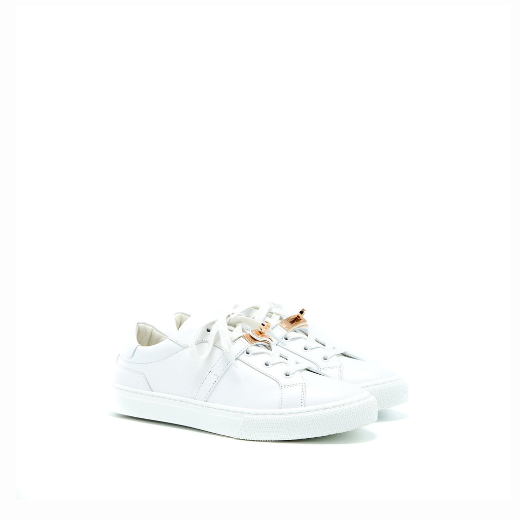 HERMES DAY SNEAKER WHITE ROSE GOLD BUCKLE