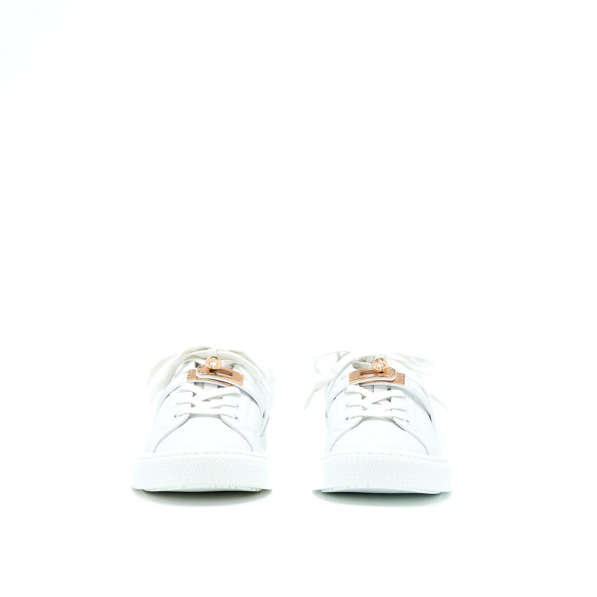 HERMES DAY SNEAKER WHITE ROSE GOLD BUCKLE
