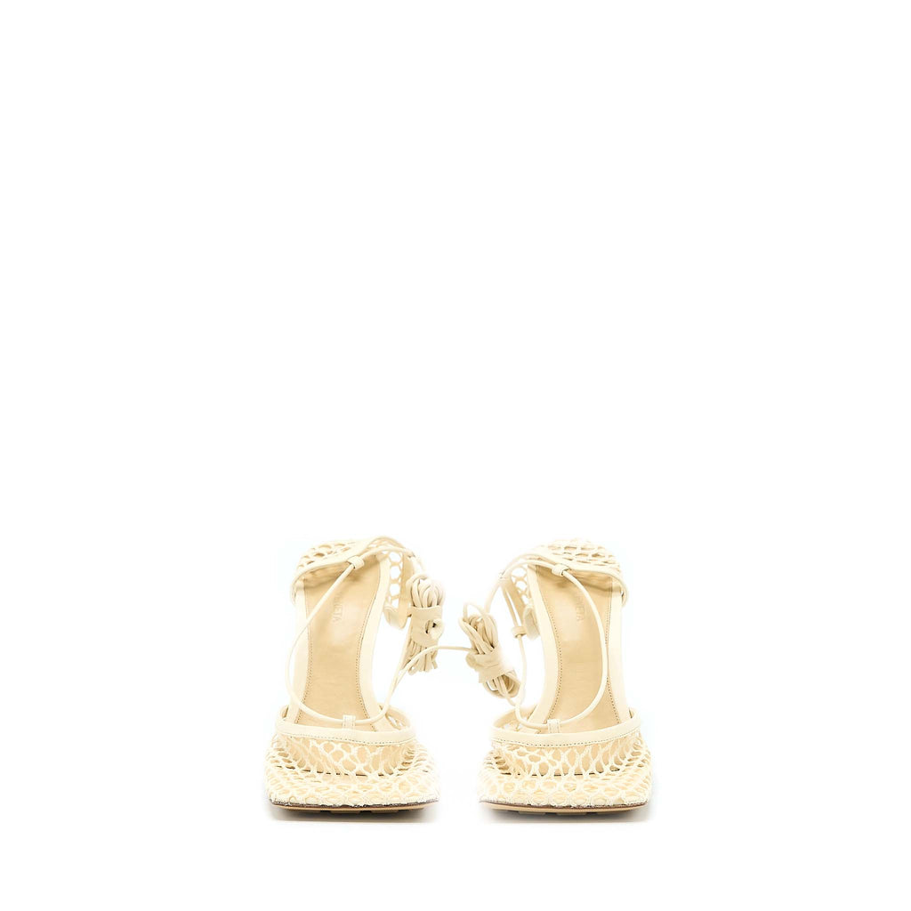 BOTTEGA VENETA STRETCH LACE-UP SANDALS LAMBSKIN WHITE