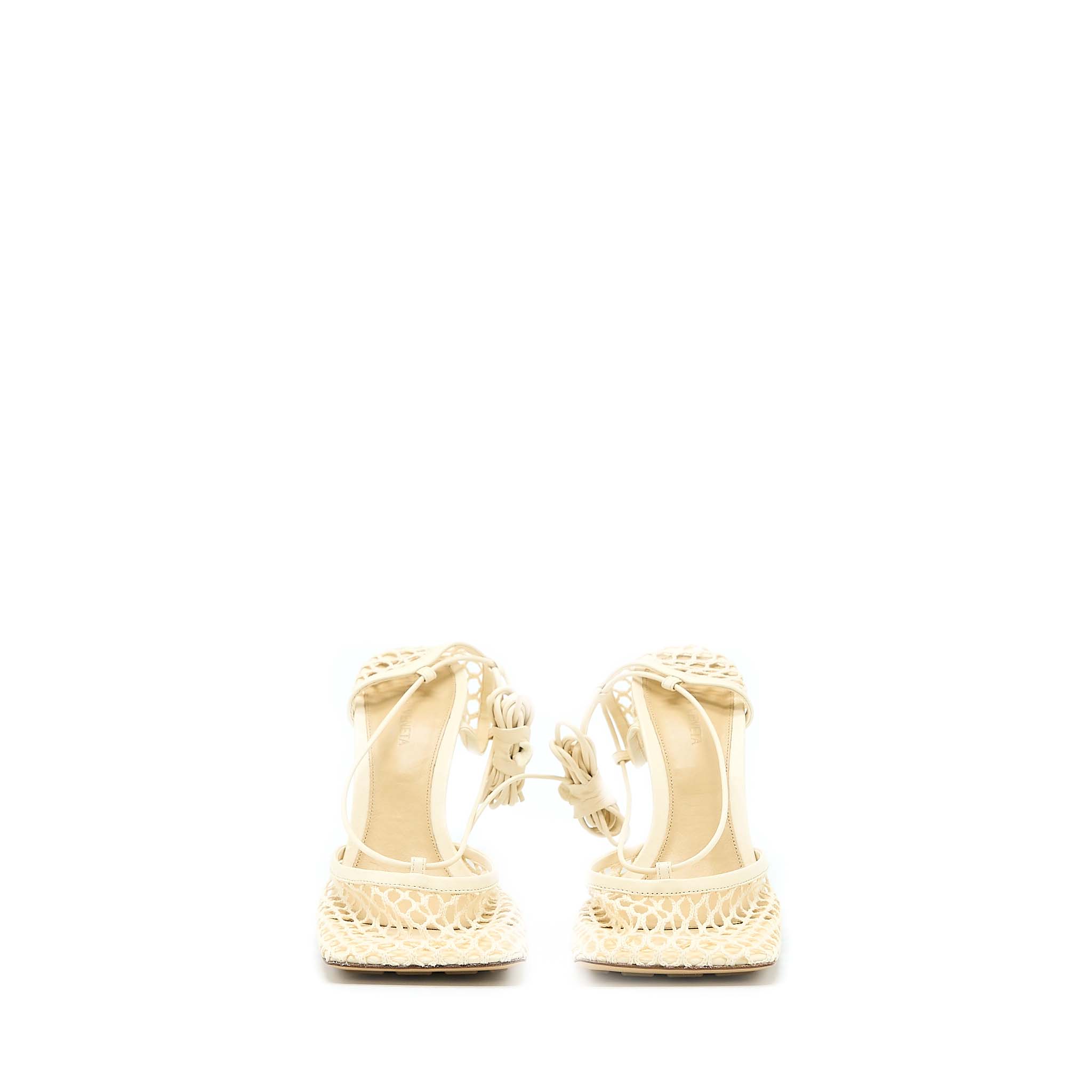 BOTTEGA VENETA STRETCH LACE-UP SANDALS LAMBSKIN WHITE