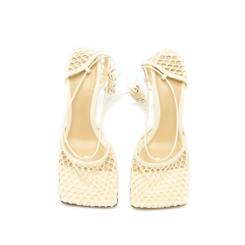 BOTTEGA VENETA STRETCH LACE-UP SANDALS LAMBSKIN WHITE